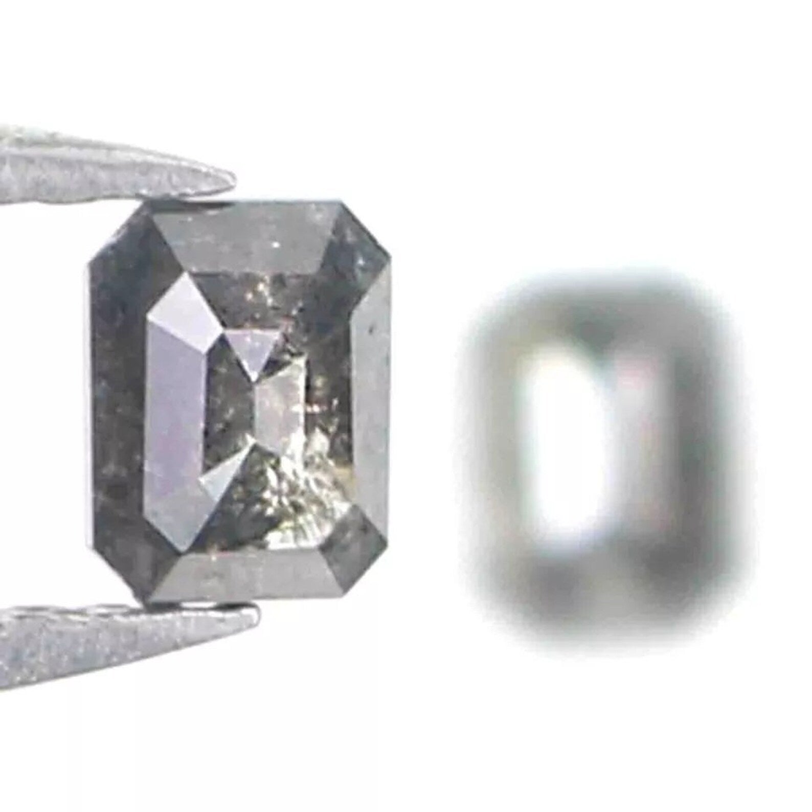 0.49 CT Natural Loose Emerald Pair Shape Diamond Salt And Pepper Emerald Diamond 4.00 MM Black Grey Color Emerald Rose Cut Diamond QN2150