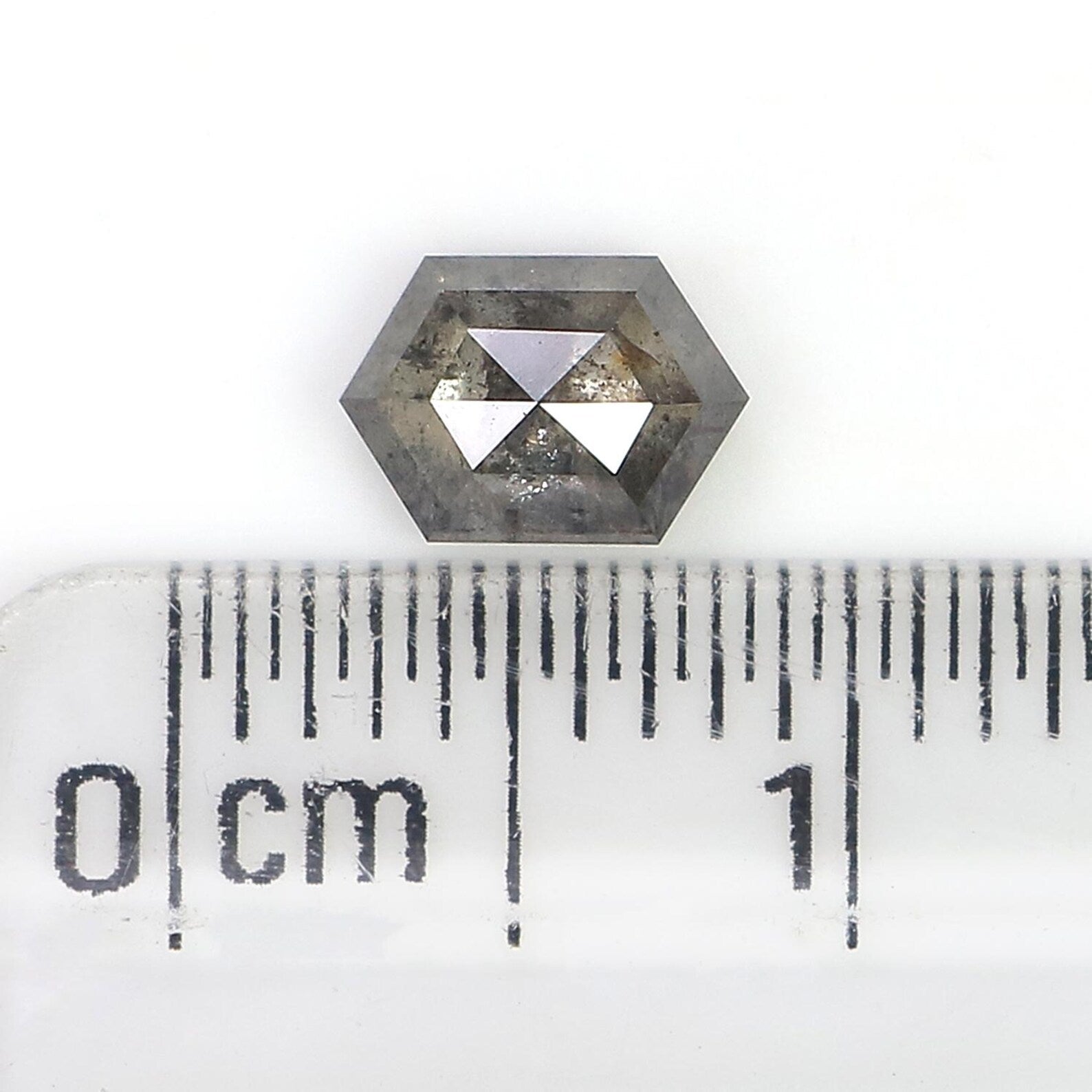 0.74 CT Natural Loose Hexagon Shape Diamond Salt And Pepper Diamond 6.05 MM Natural Loose Black Grey Color Hexagon Rose Cut Diamond QN585