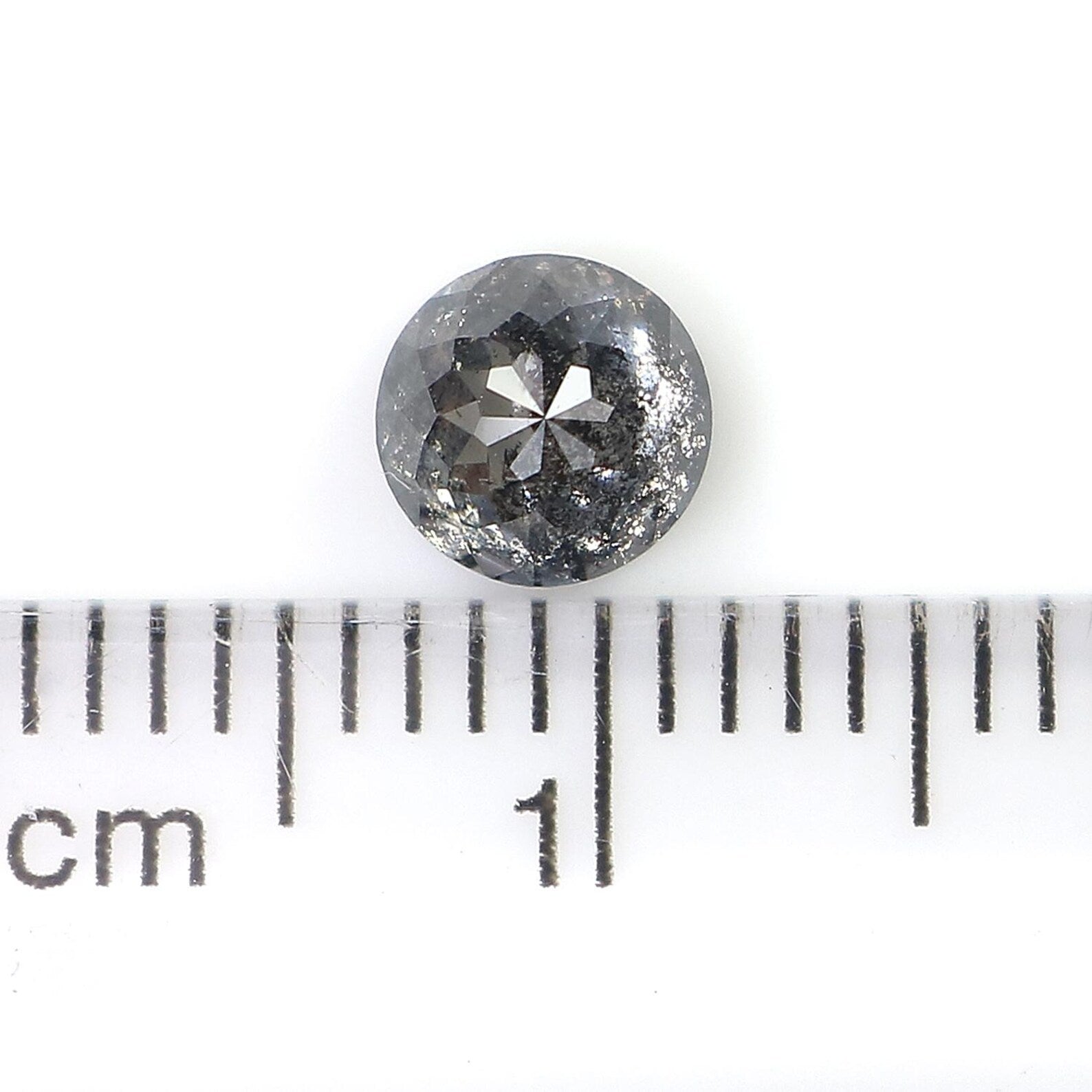 0.83 Ct Natural Loose Round Rose Cut Diamond Salt And Pepper Diamond 5.30 MM Natural Black Gray Color Round Rose Cut Diamond QN9672