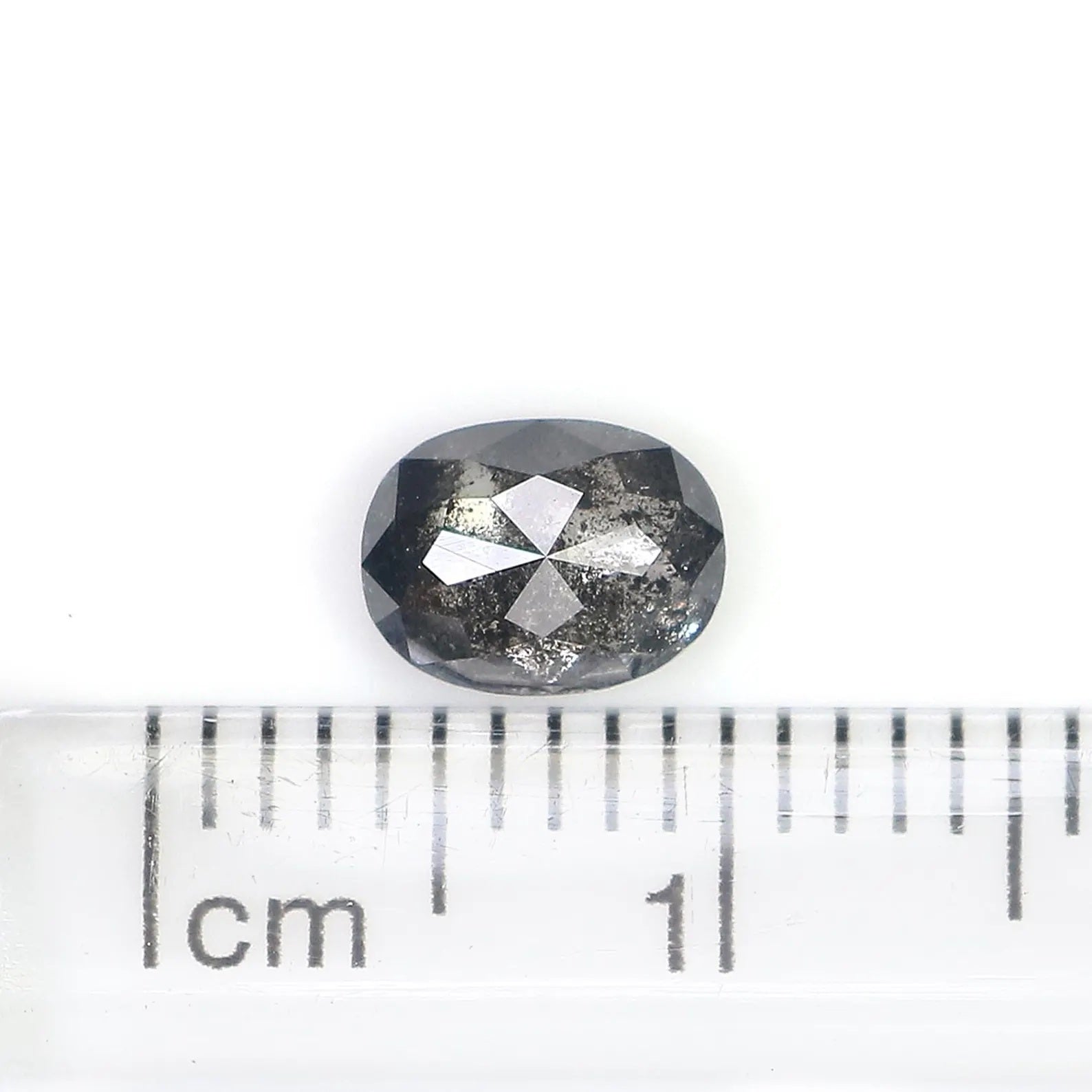 0.75 Ct Natural Loose Oval Shape Diamond Salt and Pepper Oval Cut Diamond 6.35 MM Natural Loose Black Grey Color Oval Rose Cut Diamond NQ933