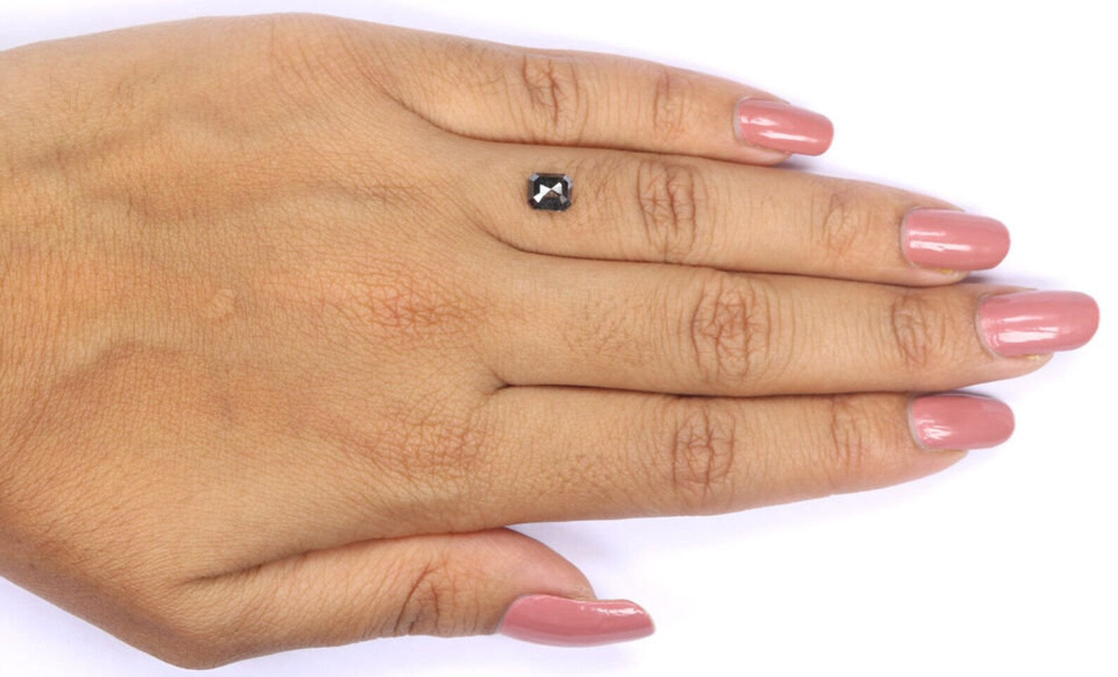 0.98 Ct Natural Loose Emerald Shape Diamond Salt And Pepper Emerald Diamond 5.75 MM Natural Black Grey Color Emerald Rose Cut Diamond NQ8176