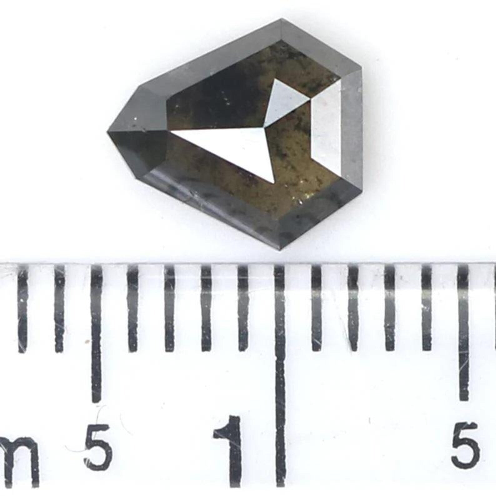 0.98 CT Natural Loose Shield Shape Diamond Salt And Pepper Shield Diamond 7.00 MM Natural Black Grey Color Shield Rose Cut Diamond NQ9367