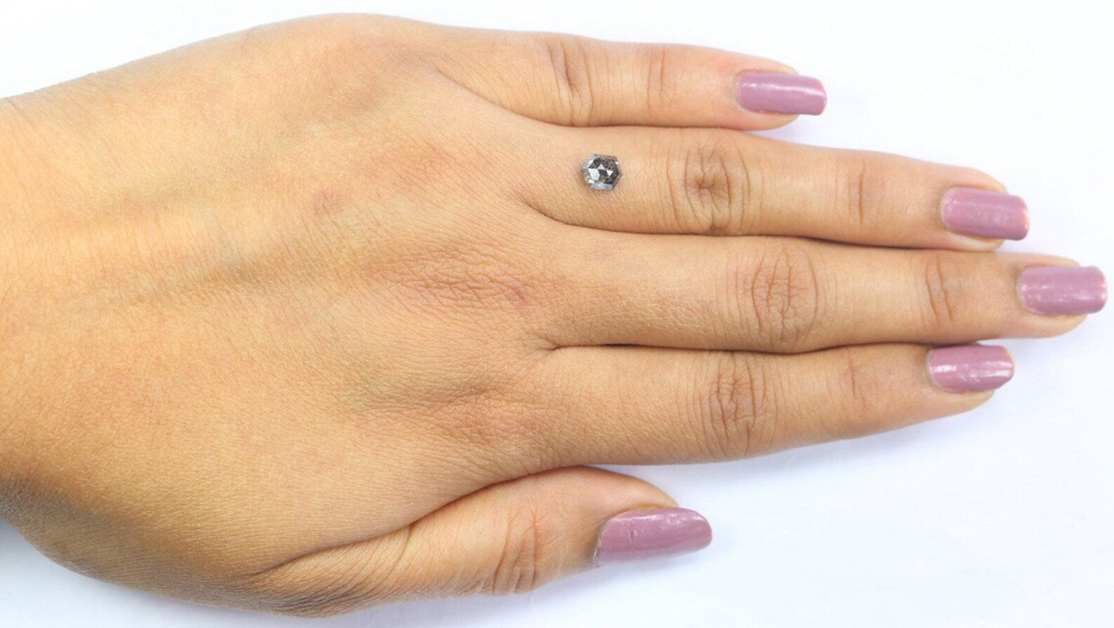 0.68 CT Natural Loose Hexagon Shape Diamond Salt And Pepper Hexagon Cut Diamond 5.85 MM Natural Loose Hexagon Shape Rose Cut Diamond NQ2249