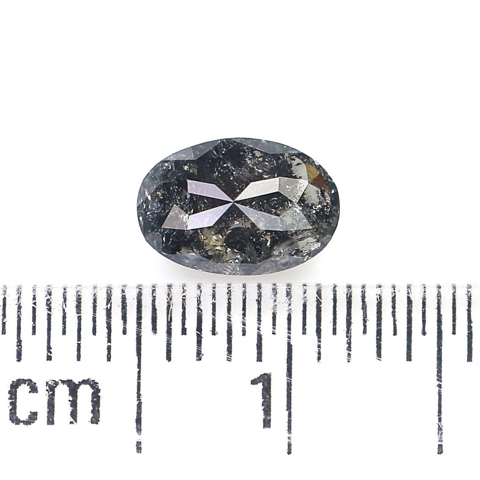 0.66 Ct Natural Loose Oval Shape Diamond Salt And Pepper Oval Rose Cut Diamond 6.80 MM Black Grey Color Oval Shape Rose Cut Diamond QN9495