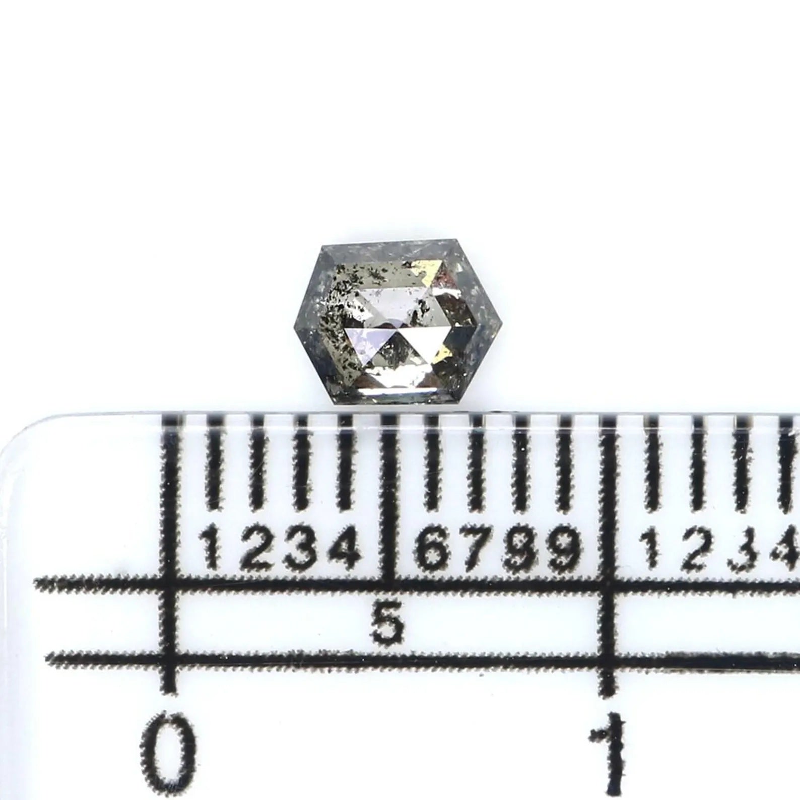 0.37 CT Natural Loose Hexagon Shape Diamond Salt And Pepper Hexagon Diamond 4.80 MM Natural Black Grey Color Hexagon Rose Cut Diamond NQ2158