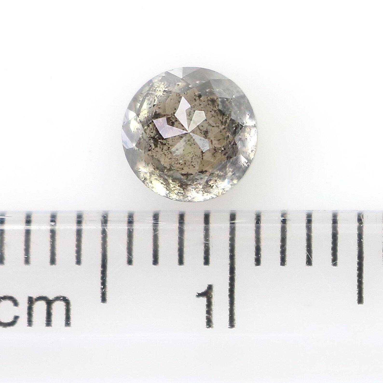 0.85 Ct Natural Loose Round Shape Diamond Salt And Pepper Round Cut Diamond 5.30 MM Natural Black Gray Color Round Rose Cut Diamond NQ9686