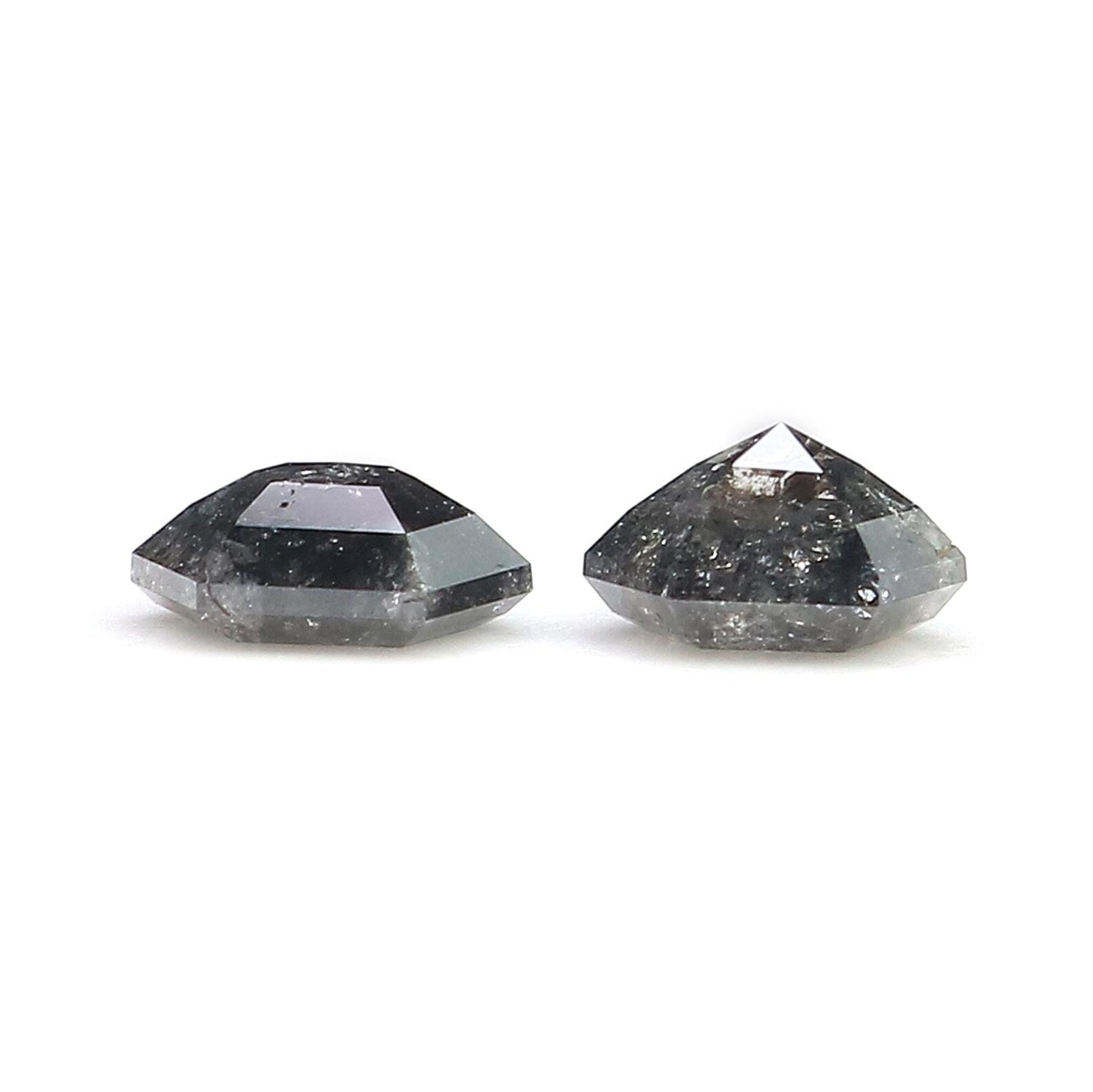 1.24 Ct Natural Loose Hexagon Shape Pair Diamond Salt And Pepper Hexagon Diamond 5.75 MM Black Grey Color Hexagon Rose Cut Diamond NQ783