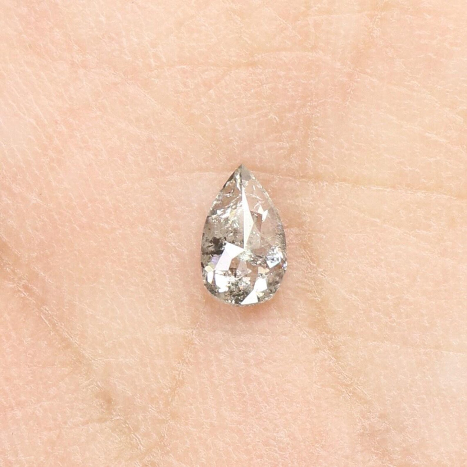 0.34 CT Natural Loose Pear Shape Diamond Salt And Pepper Pear Diamond 5.80 MM Natural Loose Black Gray Color Pear Rose Cut Diamond NQ1039