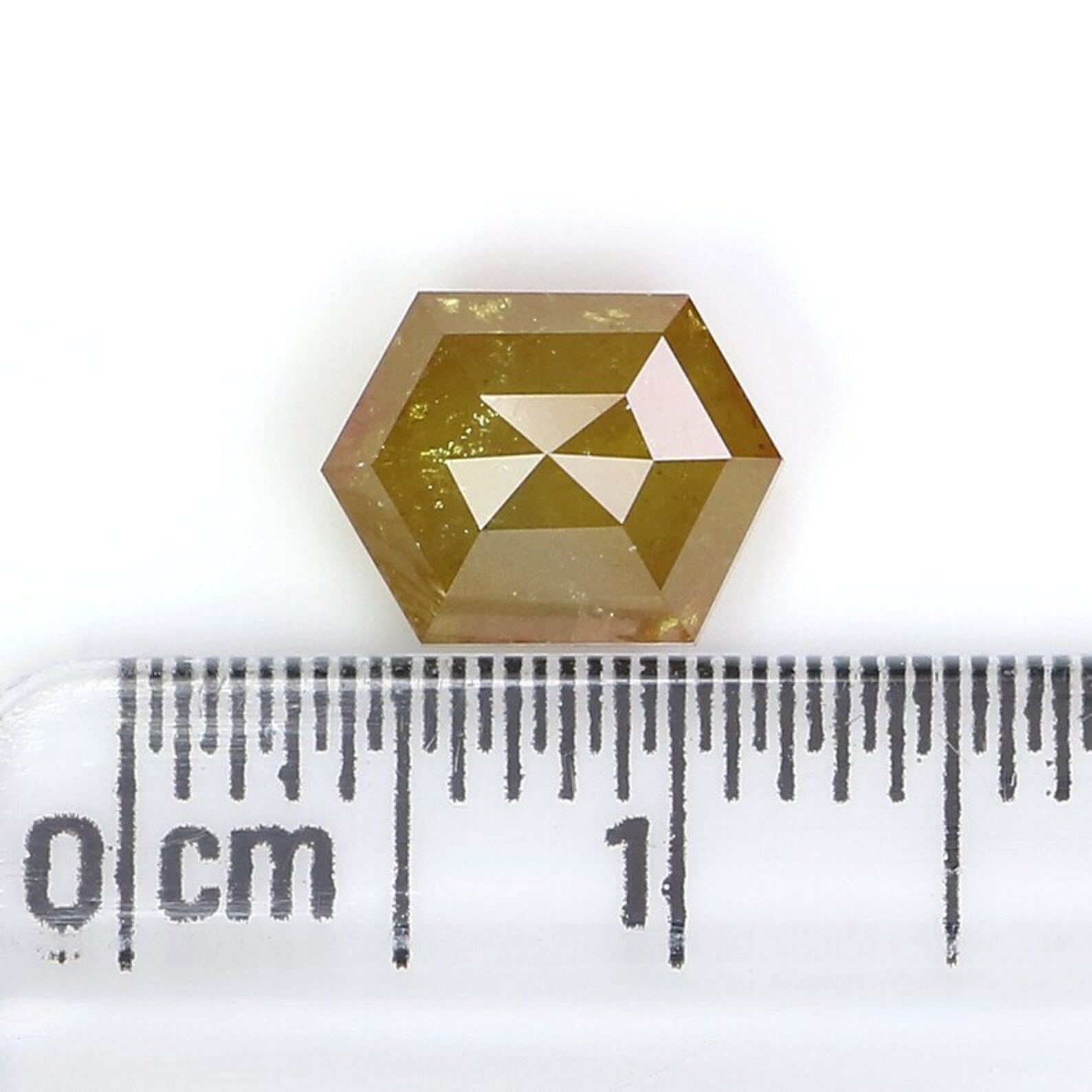 2.04 CT Natural Loose Hexagon Shape Diamond Yellow Color Hexagon Cut Diamond 8.45 MM Natural Diamond Yellow Hexagon Rose Cut Diamond NQ640