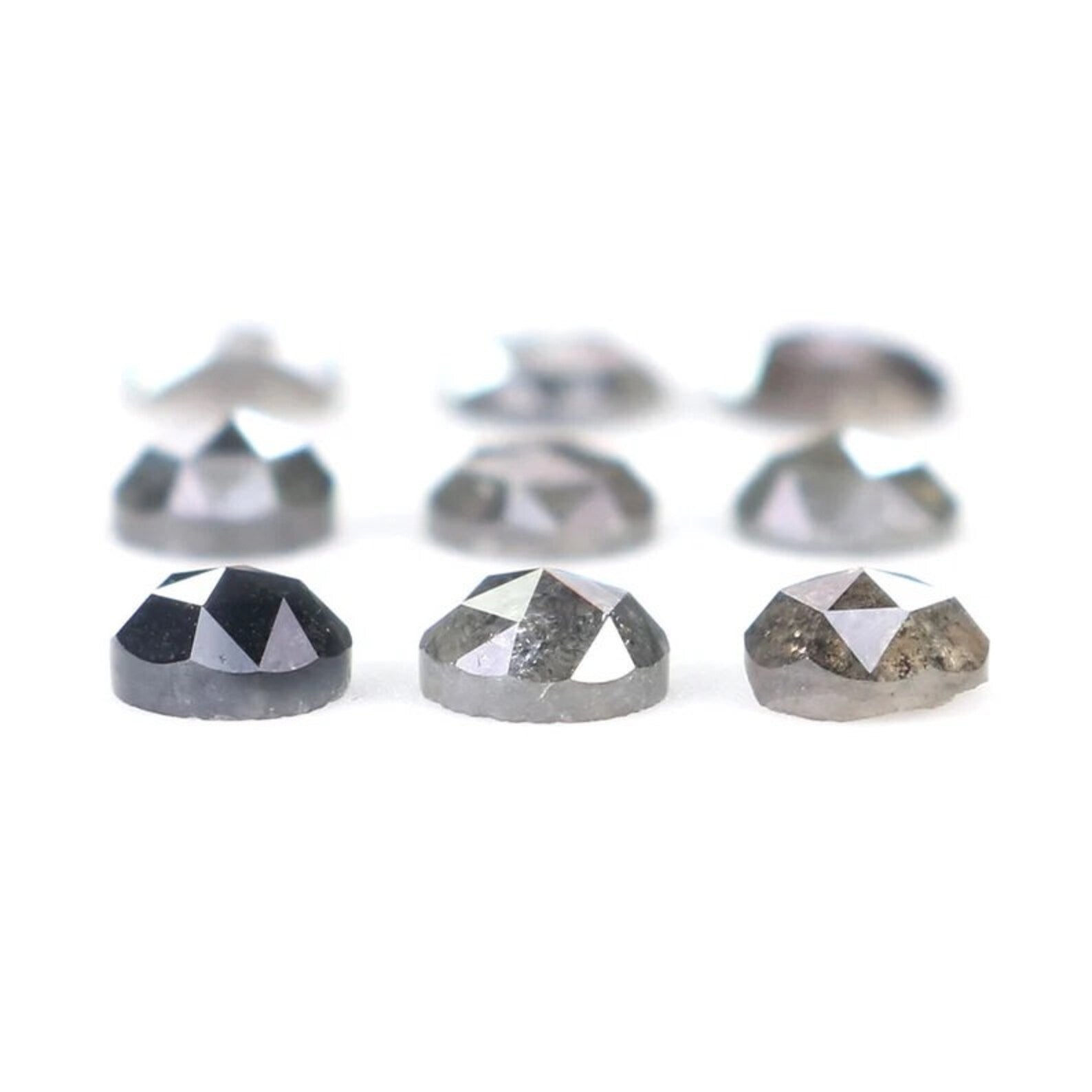 1.73 Ct Natural Loose Round Shape Diamond Salt And Pepper Round Cut Diamond 3.55 MM Natural Black Grey Color Round Rose Cut Diamond NQ2081
