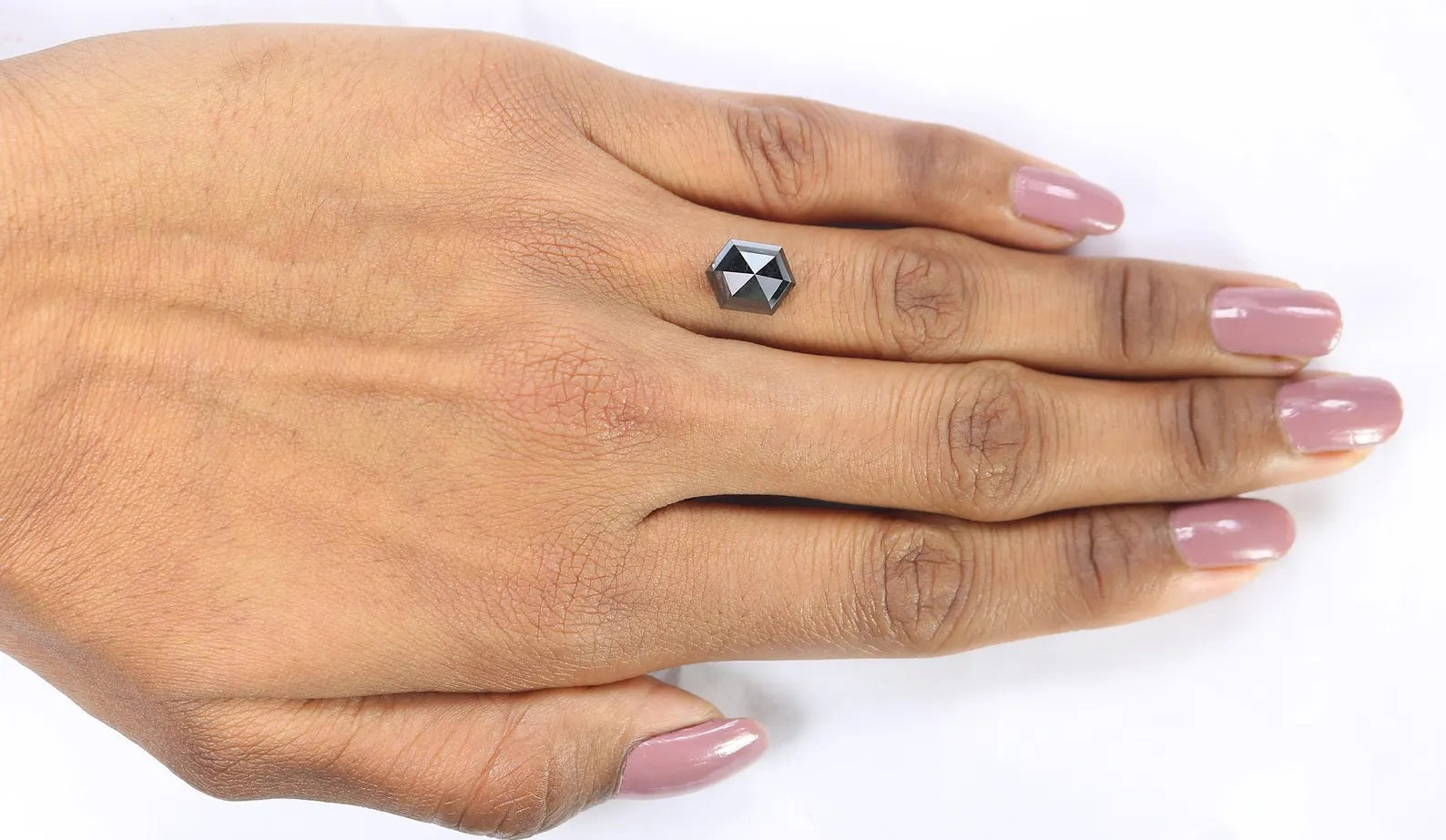 3.11 CT Natural Loose Hexagon Shape Diamond Black Color Hexagon Cut Diamond 10.00 MM Natural Diamond Black Hexagon Rose Cut Diamond QN607