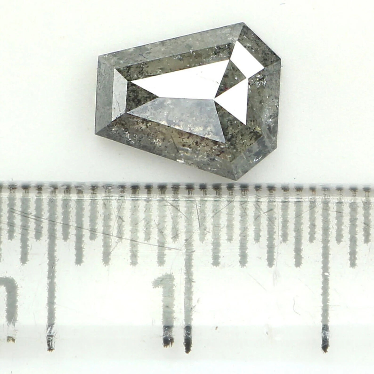 0.97 CT Natural Loose Coffin Shape Diamond Salt And Pepper Coffin Cut Diamond 6.70 MM Black Grey Color Coffin Shape Rose Cut Diamond QN1553