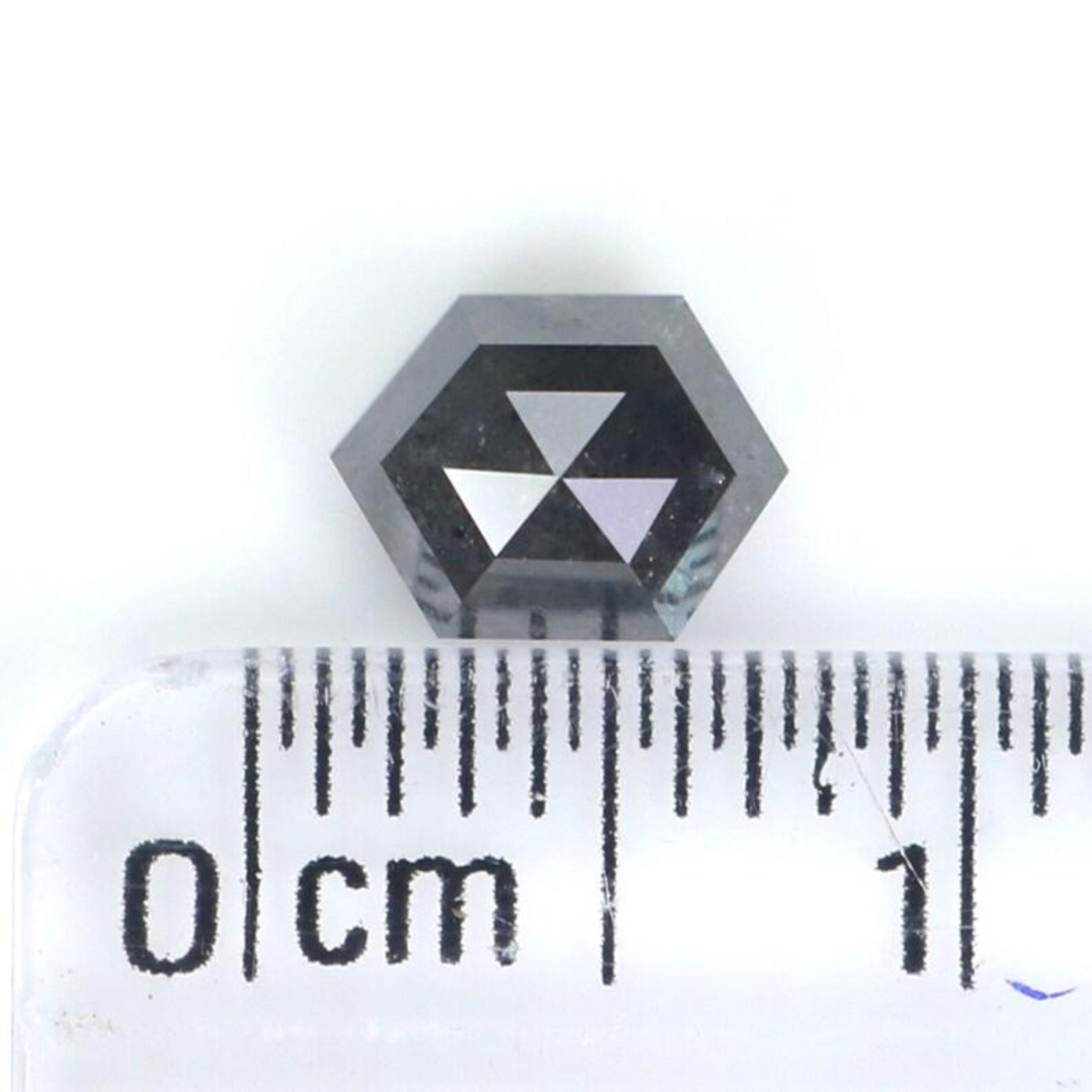 0.87 CT Natural Loose Hexagon Shape Diamond Salt And Pepper Hexagon Diamond 6.40 MM Natural Black Grey Color Hexagon Rose Cut Diamond NQ2093