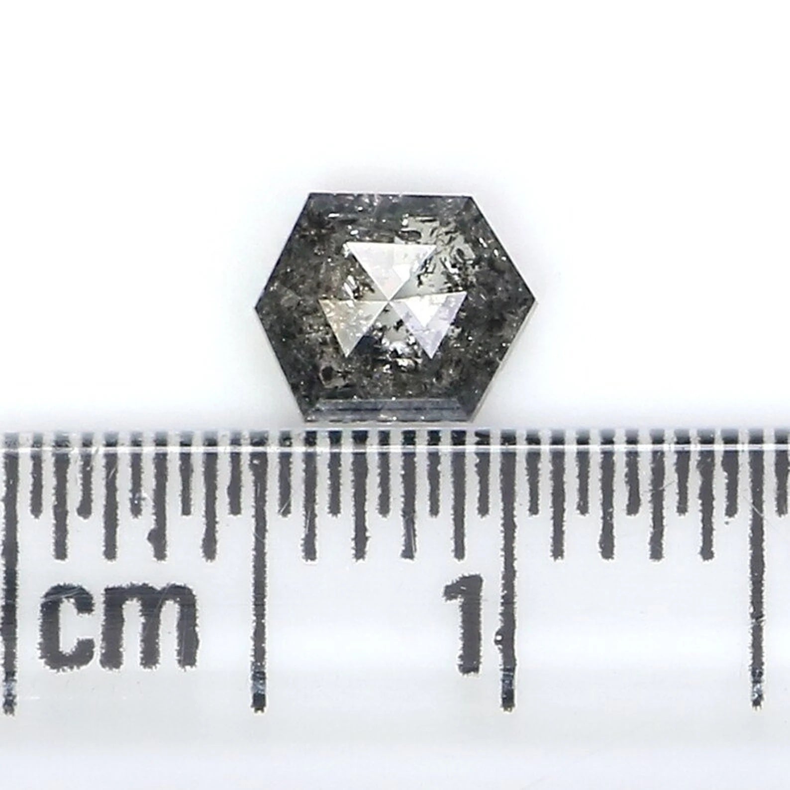 0.57 CT Natural Loose Hexagon Shape Diamond Salt And Pepper Hexagon Diamond 5.75 MM Natural Loose Diamond Hexagon Rose Cut Diamond NQ2459