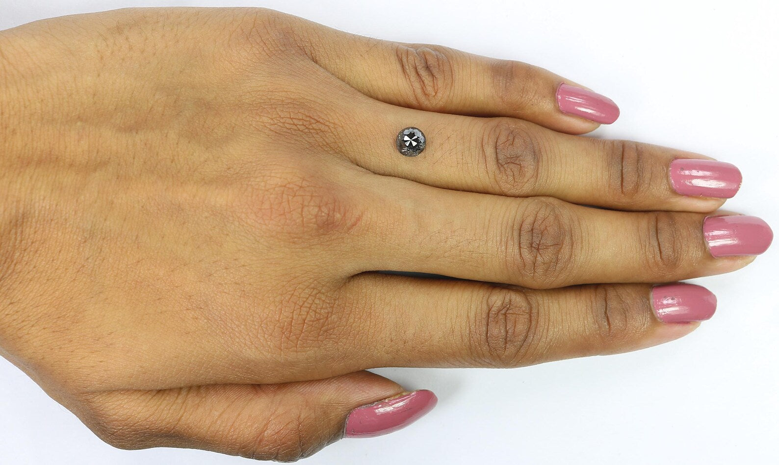 0.90 Ct Natural Loose Round Rose Cut Diamond Salt And Pepper Hexagon Diamond 5.60 MM Natural Black Grey Color Round Shape Diamond QN8896