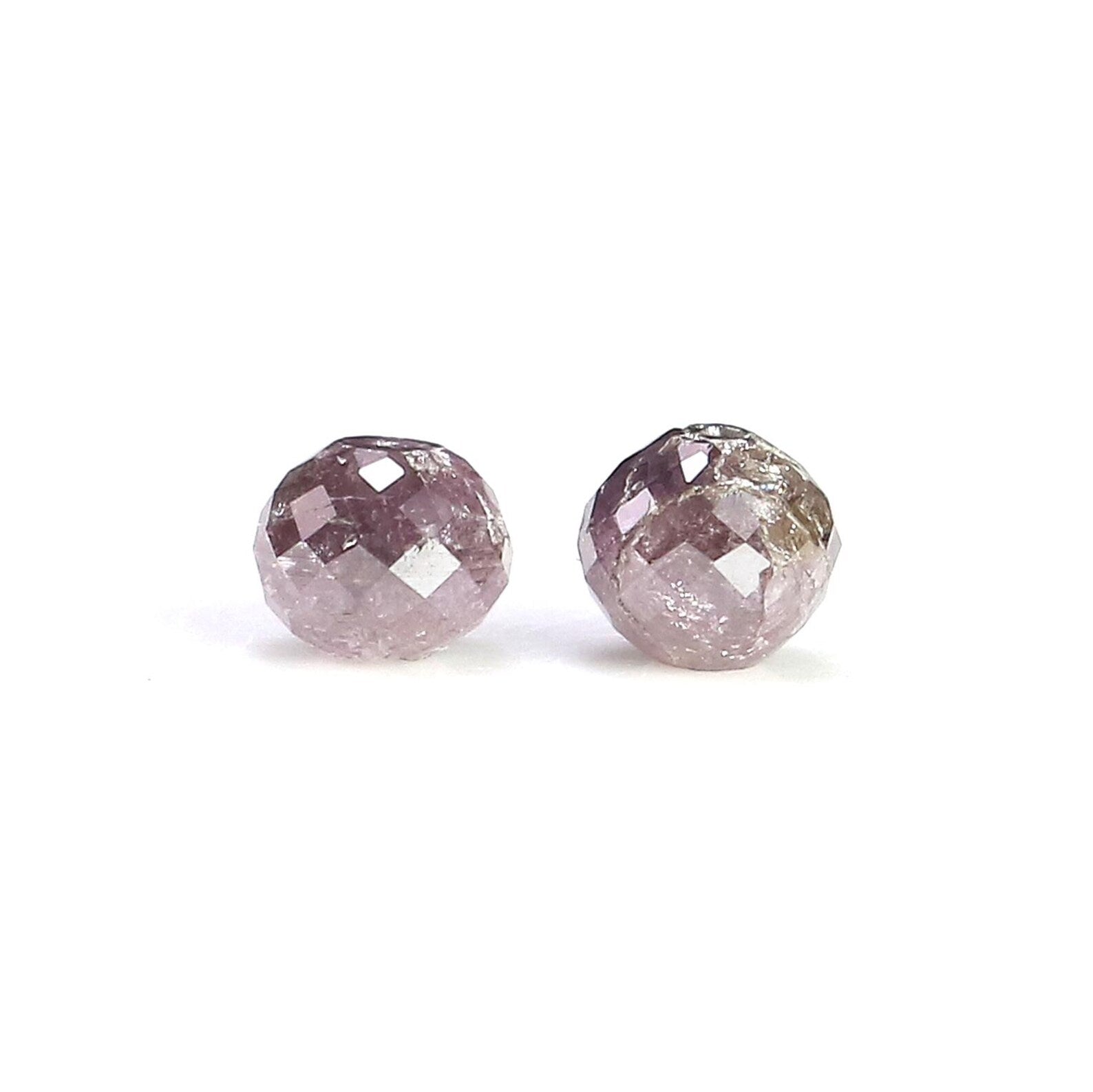 0.93 CT Natural Loose Bead Shape Pair Diamond Pink Color Bead Diamond 3.85 MM Natural Loose Diamond Pink Color Bead Rose Cut Diamond NQ728