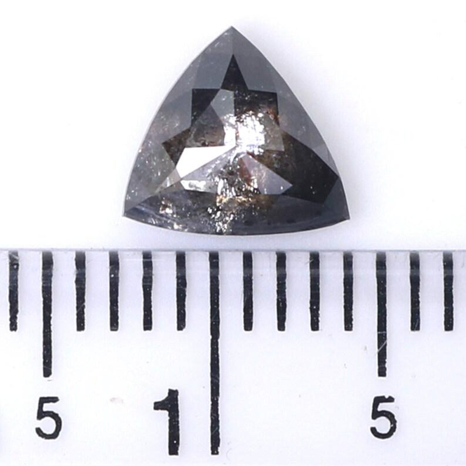 0.87 Ct Natural Loose Triangle Shape Diamond Salt And Pepper Triangle Diamond 6.60 MM Natural Black Grey Triangle Rose Cut Diamond NQ9341