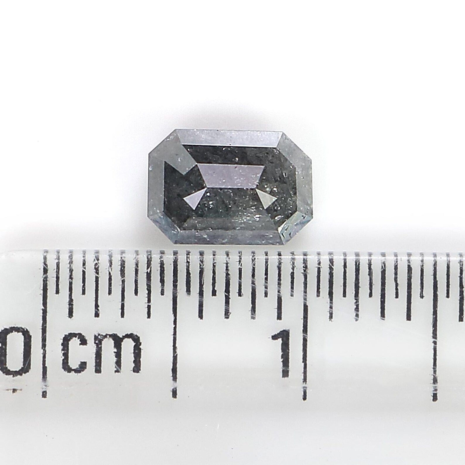 0.85 CT Natural Loose Emerald Shape Diamond Salt And Pepper Emerald Cut Diamond 6.35 MM Black Grey Color Emerald Rose Cut Diamond QN2068