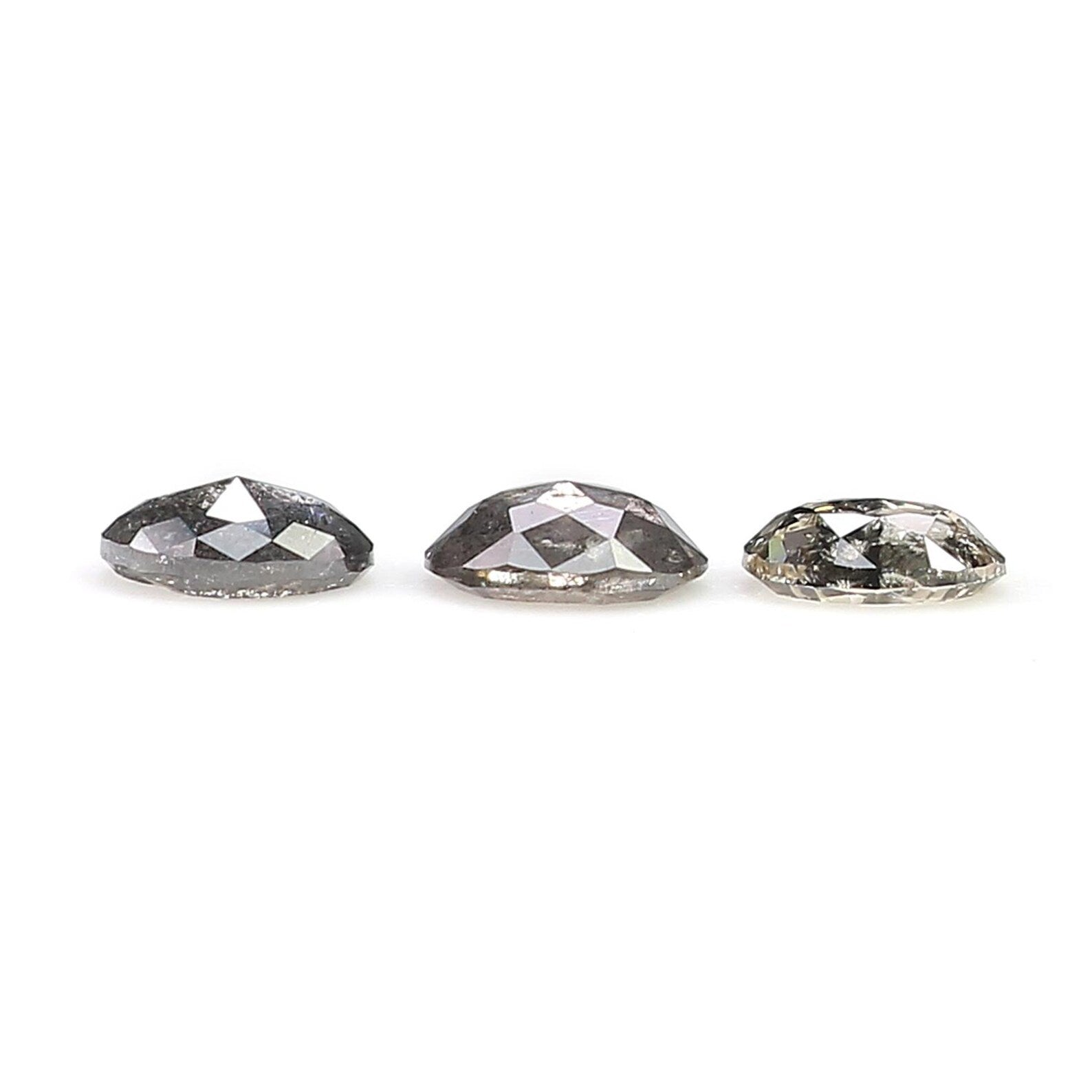 0.81 CT Natural Loose Oval Shape Diamond Salt And Pepper Oval Diamond 4.80 MM Natural Diamond Black Gray Color Oval Rose Cut Diamond NQ1215