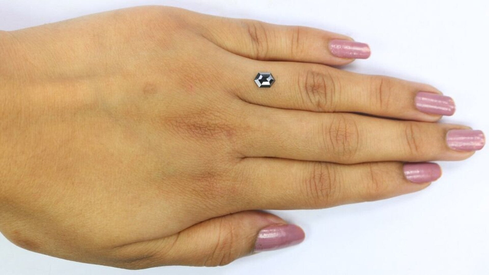 0.58 CT Natural Loose Hexagon Shape Diamond Black Color Hexagon Cut Diamond 6.80 MM Natural Diamond Black Hexagon Rose Cut Diamond QN2274