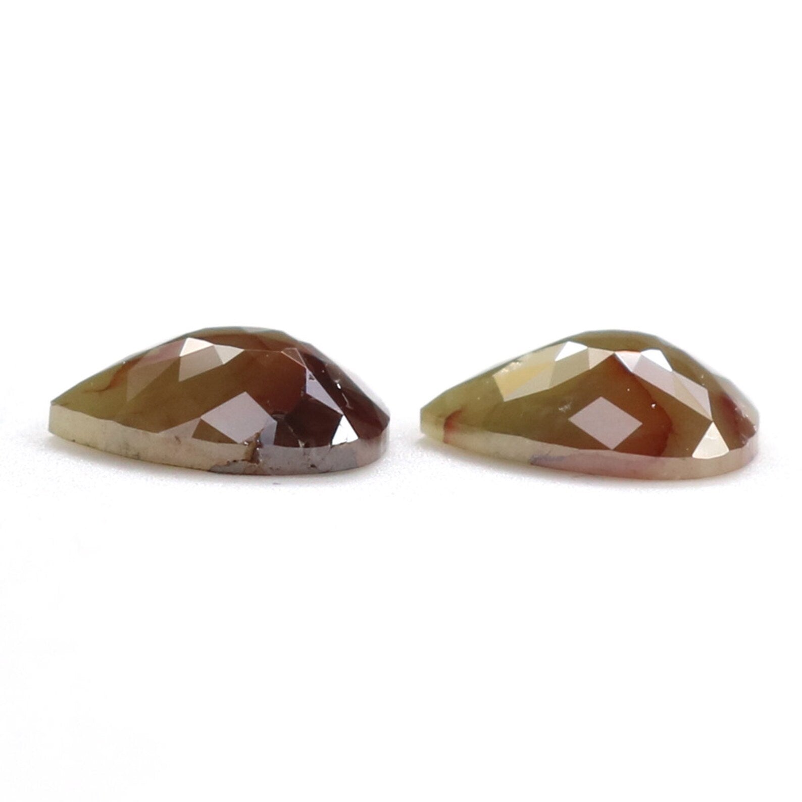 1.85 CT Natural Loose Pear Shape Pair Diamond Brown Green Color Pear Pair Diamond 7.10 MM Natural Loose Pear Pair Rose Cut Diamond KDN6993