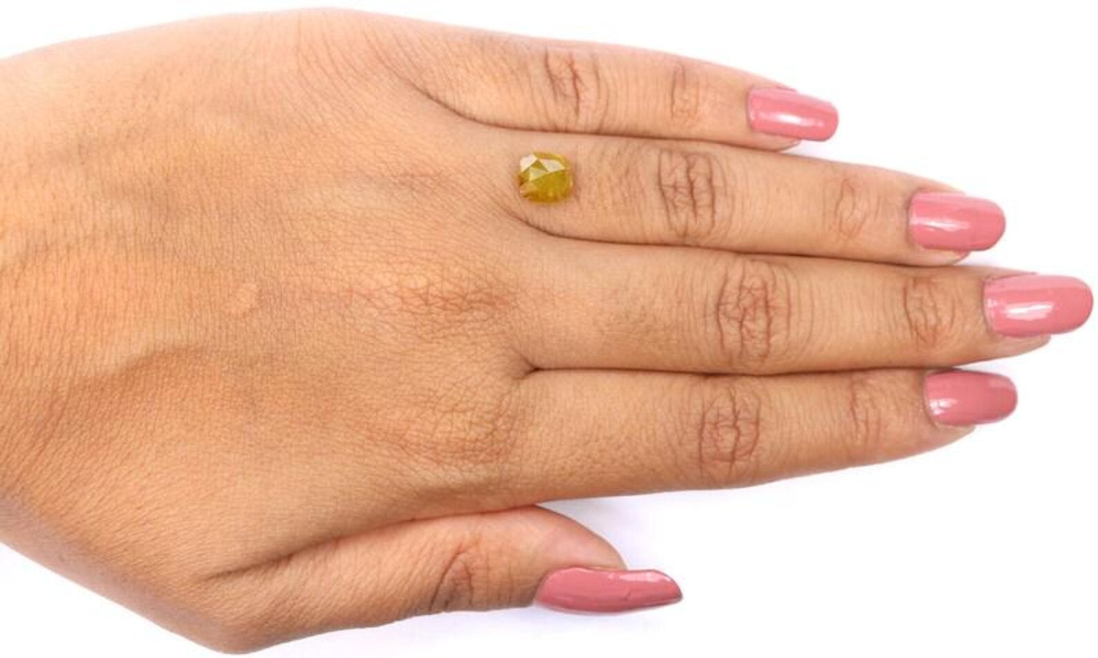 1.81 Ct Natural Loose Cushion Shape Diamond Yellow Color Cushion Cut Diamond 7.10 MM Natural Yellow Color Cushion Rose Cut Diamond NQ156
