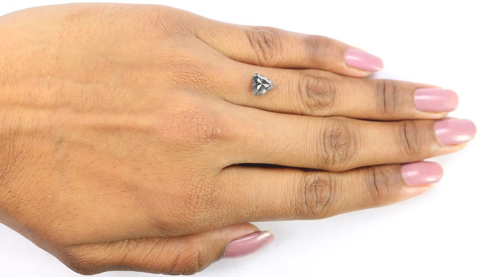 1.27 Ct Natural Loose Diamond Triangle Shape Diamond Salt And Pepper Diamond 7.00 MM Natural Black Grey Triangle Rose Cut Diamond QN9661