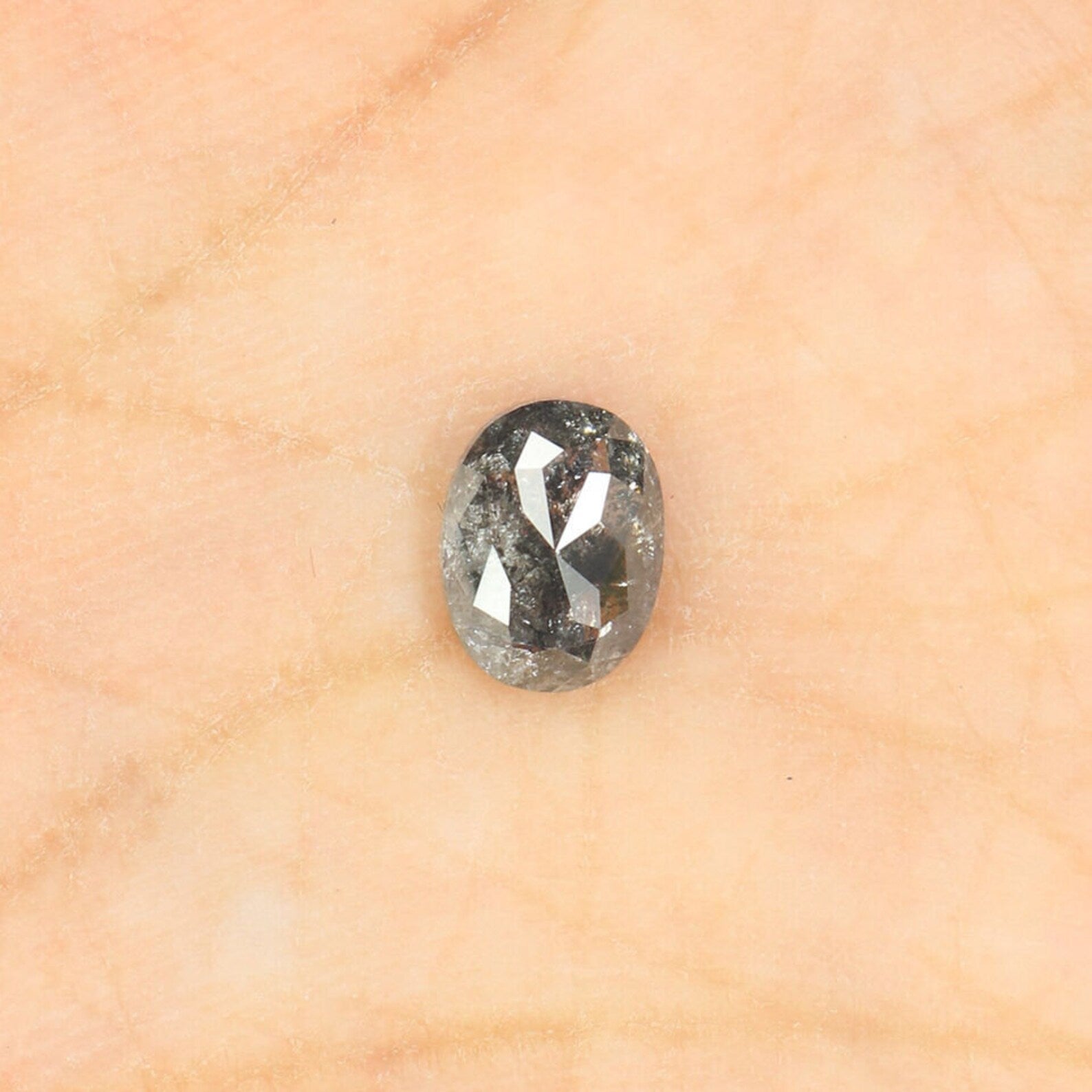 0.88 CT Natural Loose Oval Shape Diamond Salt And Pepper Oval Cut Diamond 6.60 MM Natural Loose Diamond Oval Shape Rose Cut Diamond QN941