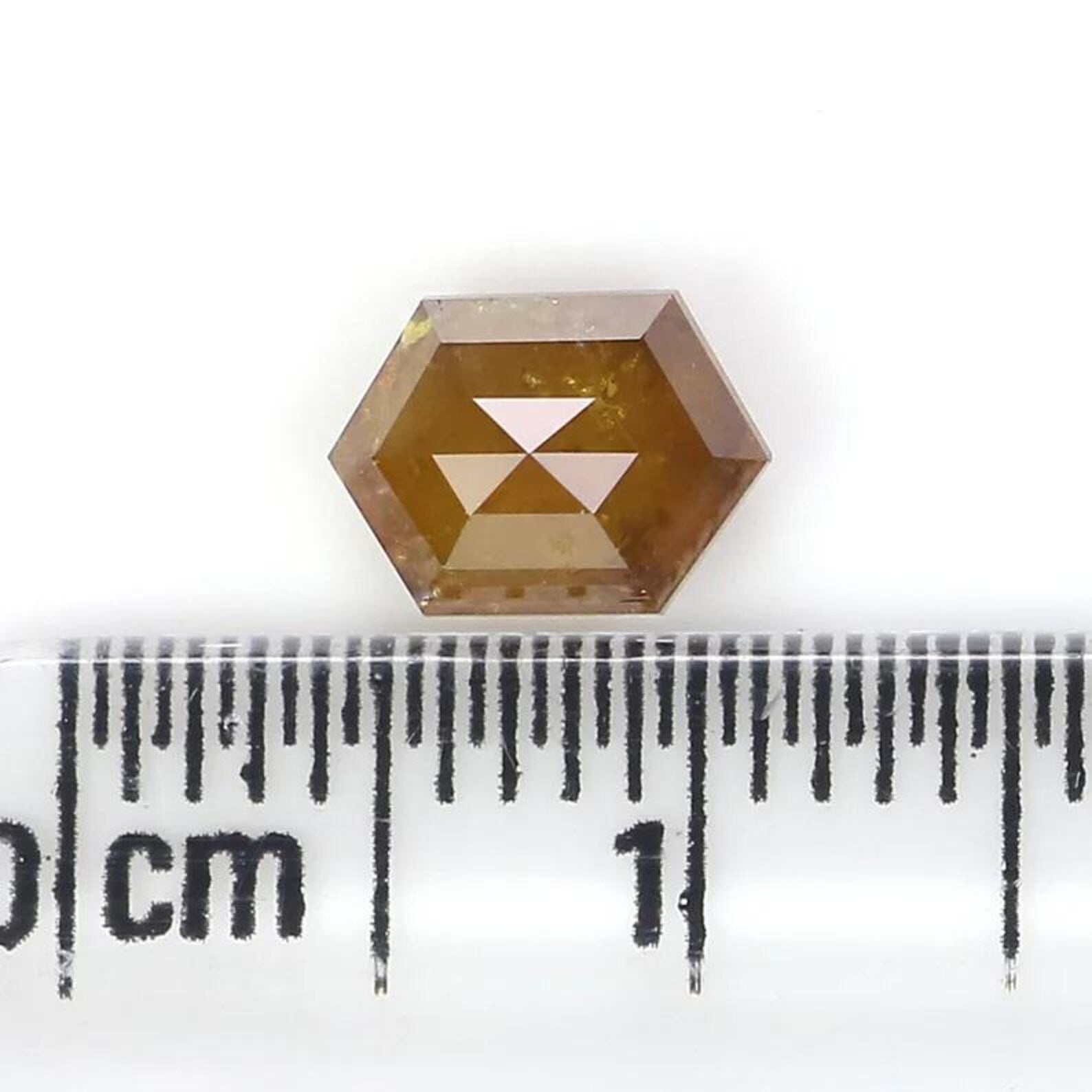 1.04 Ct Natural Loose Hexagon Shape Diamond Yellow Color Hexagon Diamond 7.05 MM Natural Loose Brown Color Hexagon Rose Cut Diamond NQ748