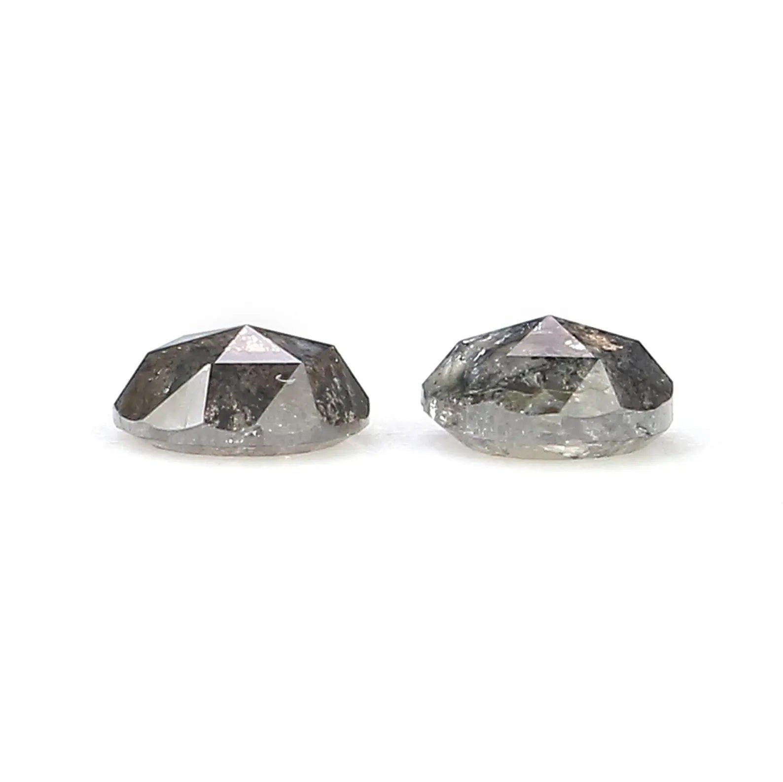 0.60 CT Natural Loose Round Shape Pair Diamond Salt And Pepper Round Diamond 4.10 MM Natural Black Grey Color Round Rose Cut Diamond NQ9314