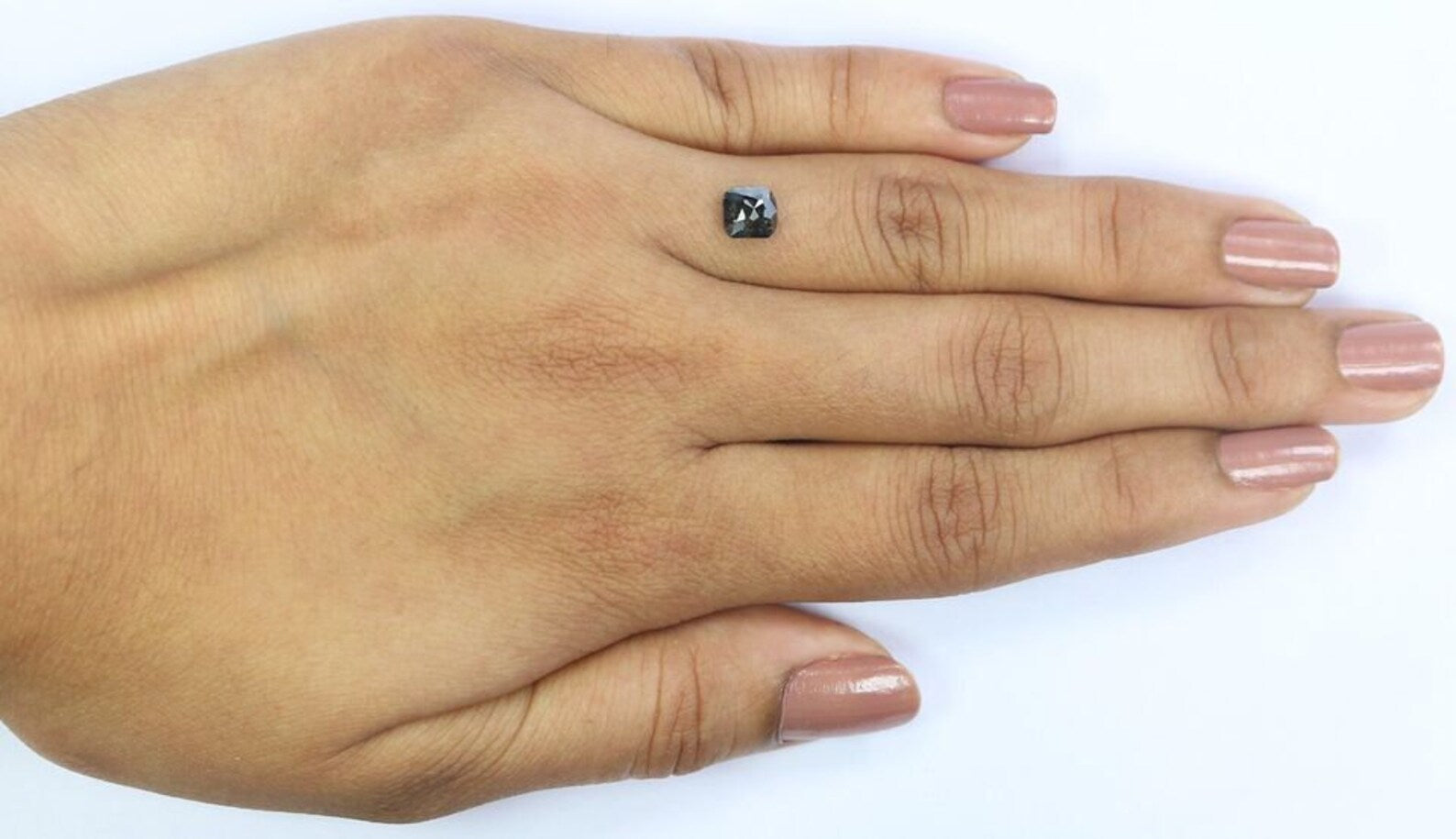 0.88 Ct Natural Loose Cushion Shape Diamond Salt And Pepper Cushion Diamond 5.40 MM Natural Black Grey Color Cushion Rose Cut Diamond NQ1133