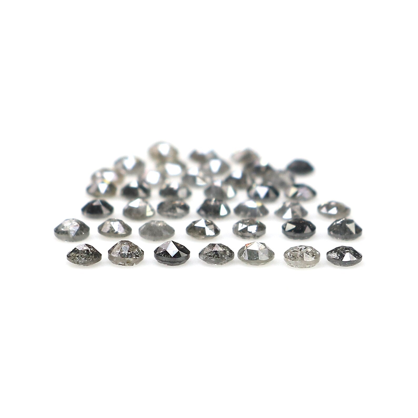 1.42 CT Natural Loose Round Shape Diamond Salt And Pepper Diamond 1.85 MM Natural Diamond Black Grey Color Round Rose Cut Diamond NQ2494