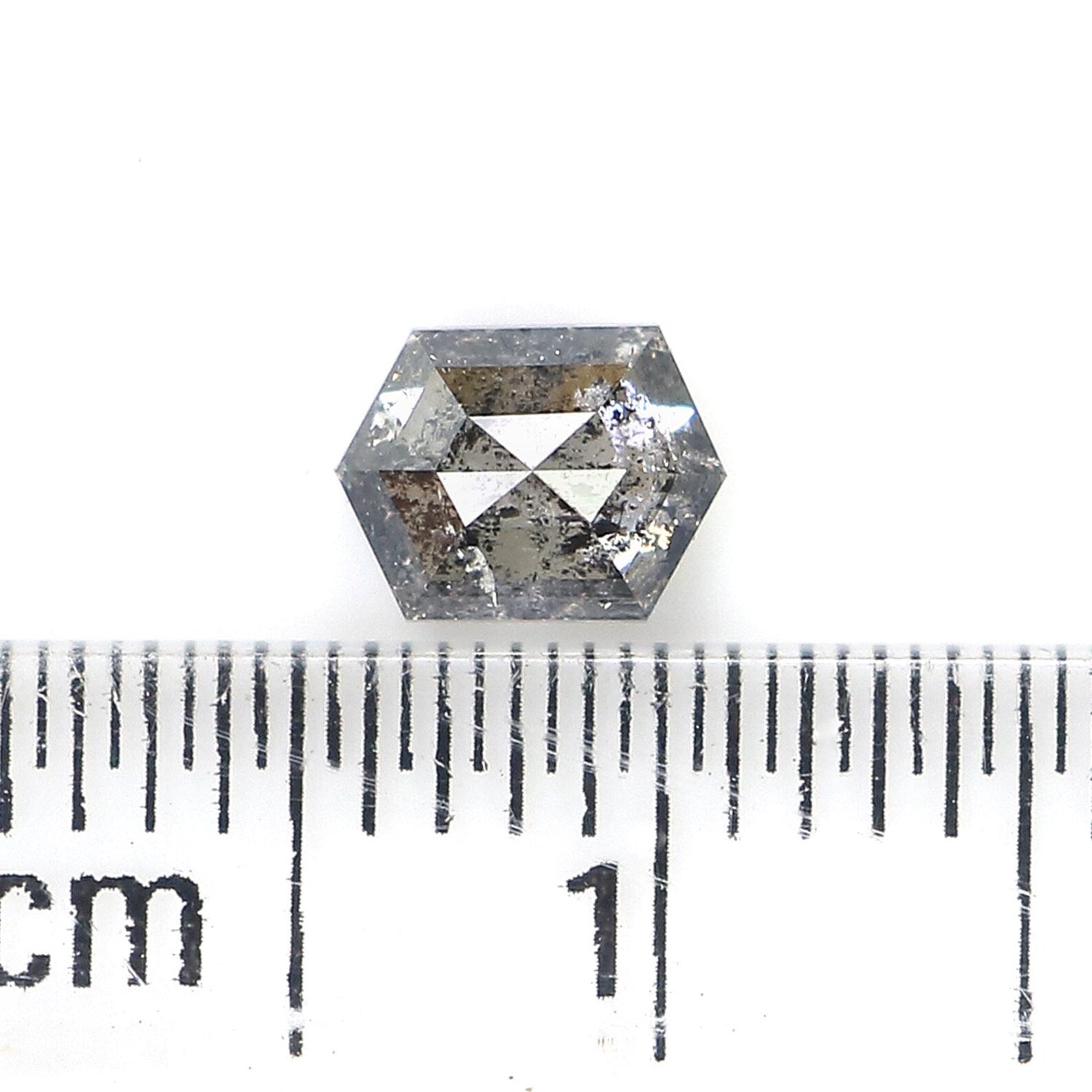 0.57 Ct Natural Loose Hexagon Shape Diamond Salt And Pepper Hexagon Cut Diamond 5.40 MM Natural Loose Black Color Hexagon Cut Diamond QN747