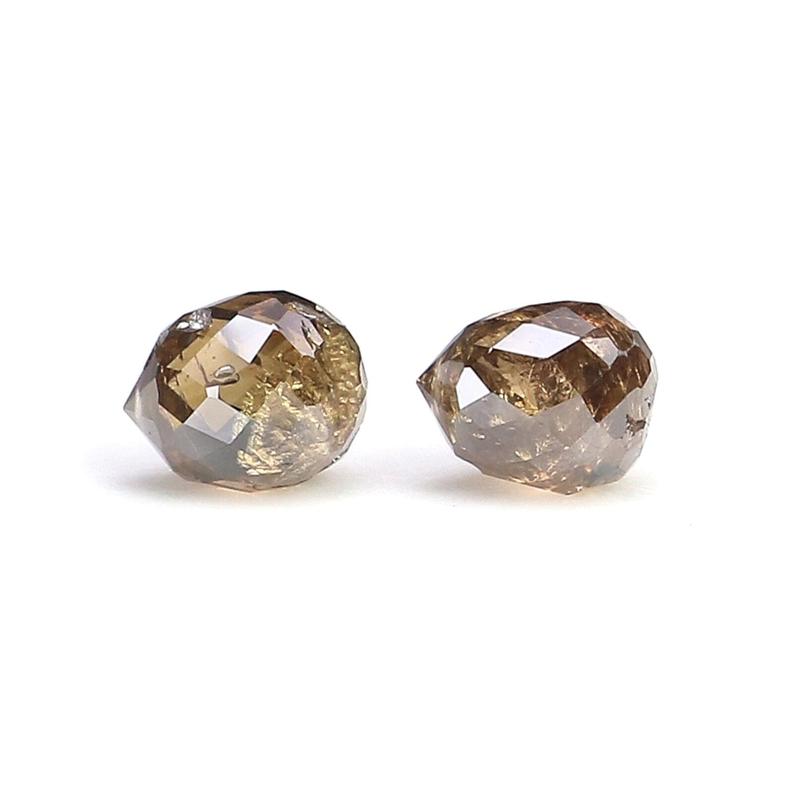 1.07 CT Natural Loose Drop Shape Pair Diamond Brown Color briolette Diamond 4.50 MM Natural Diamond Brown Color Drop Rose Cut Diamond NQ867