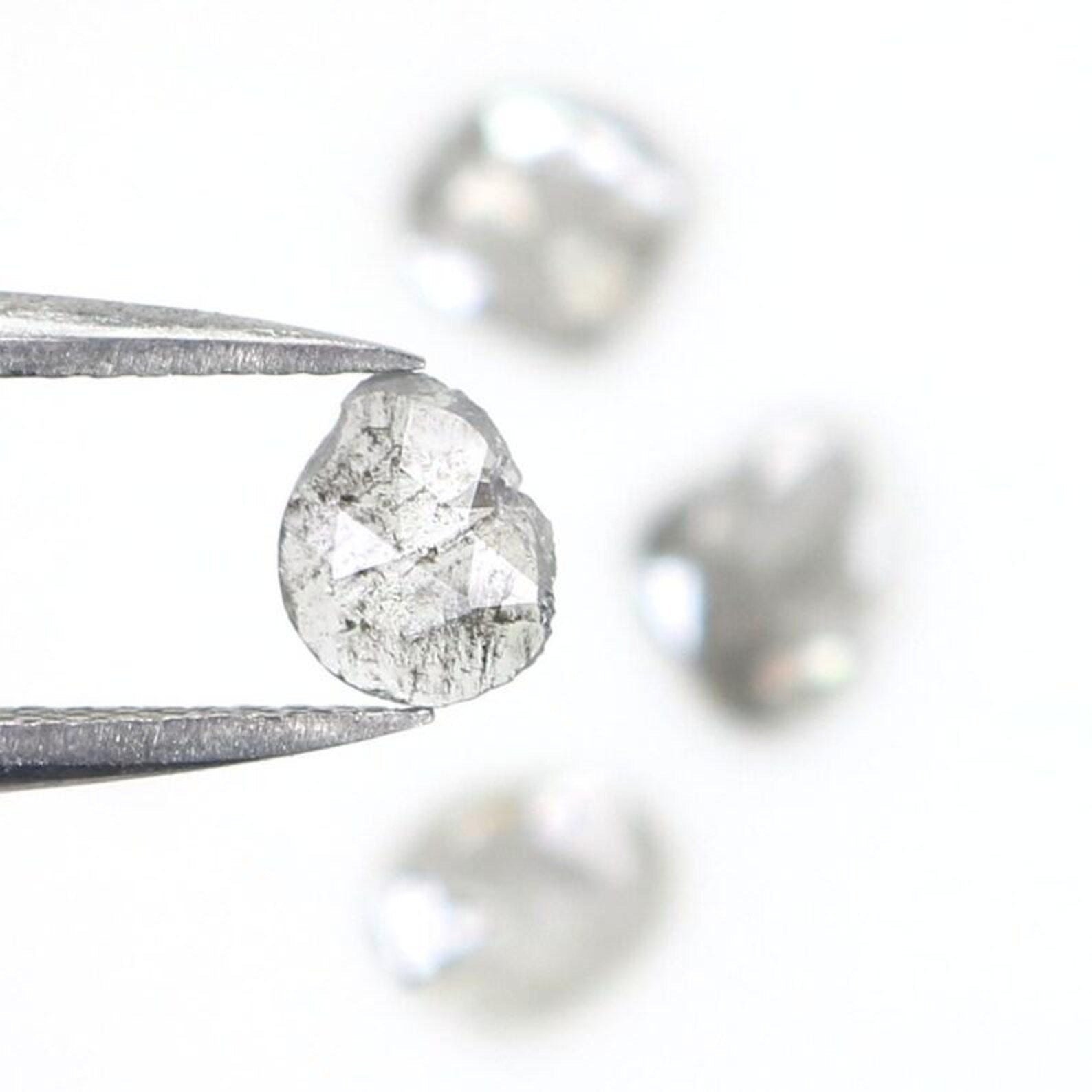 0.94 Ct Natural Loose Slice Shape Diamond Salt And Pepper Slice Cut Diamond 4.90 MM Natural Black Gray Color Slice Rose Cut Diamond NQ2147