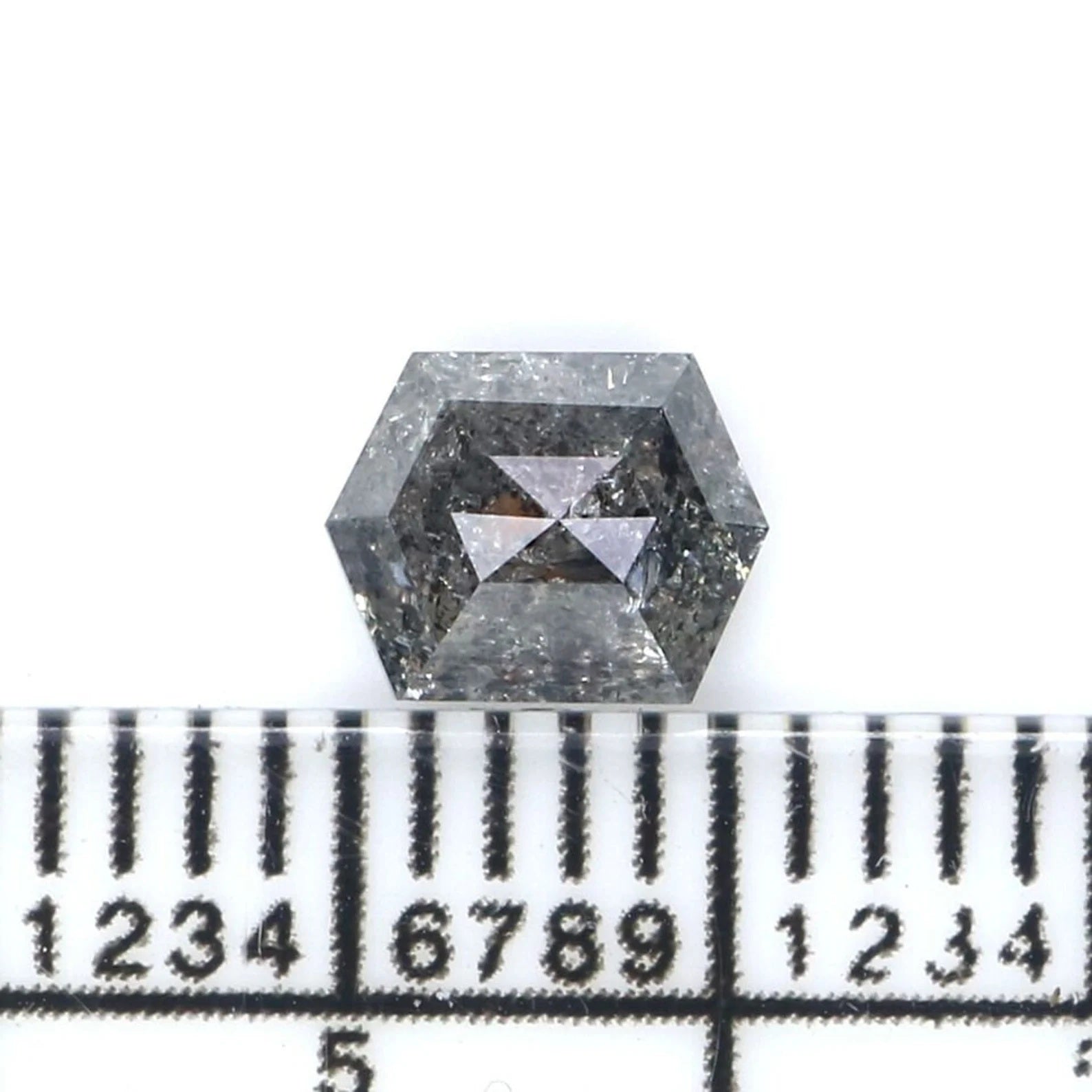 0.76 CT Natural Loose Hexagon Shape Diamond Salt And Pepper Hexagon Cut Diamond 5.95 MM Natural Loose Hexagon Shape Rose Cut Diamond QN2187