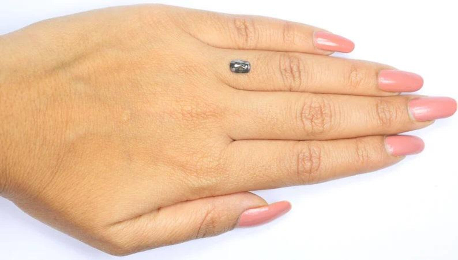 0.75 CT Natural Loose Cushion Cut Diamond Salt And Pepper Cushion Diamond 7.05 MM Natural Black Grey Color Cushion Rose Cut Diamond NQ7086