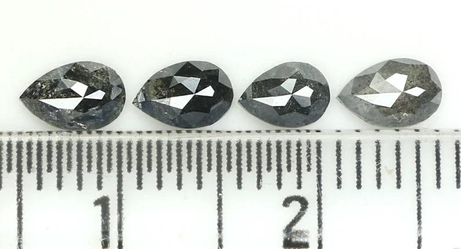 1.03 CT Natural Loose Pear Shape Diamond Salt And Pepper Pear Cut Diamond 4.60 MM Natural Black Grey Color Pear Rose Cut Diamond QN1496