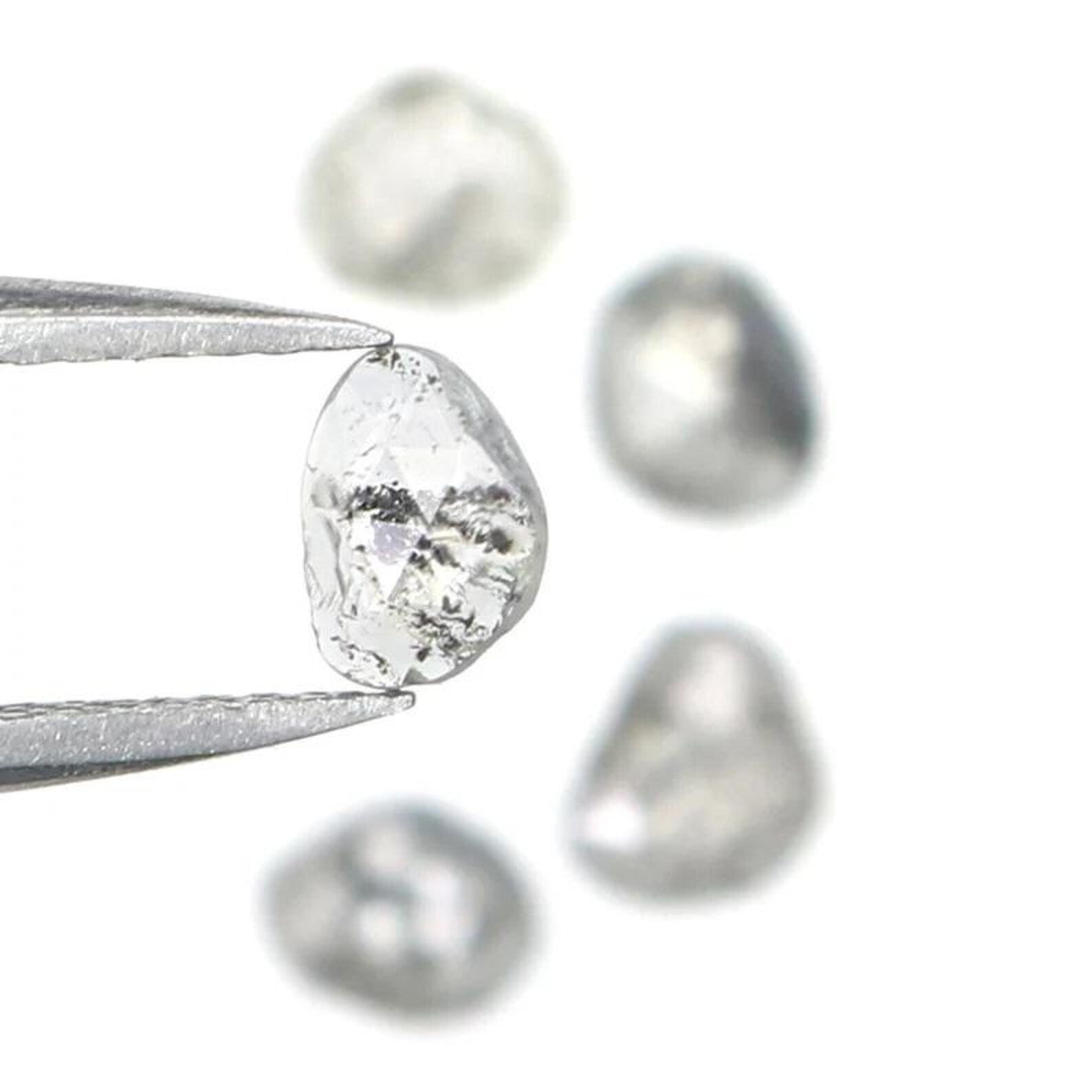 0.82 CT Natural Loose Slice Shape Diamond Salt And Pepper Slice Cut Diamond 4.60 MM Natural Black Grey Color Slice Rose Cut Diamond NQ2145