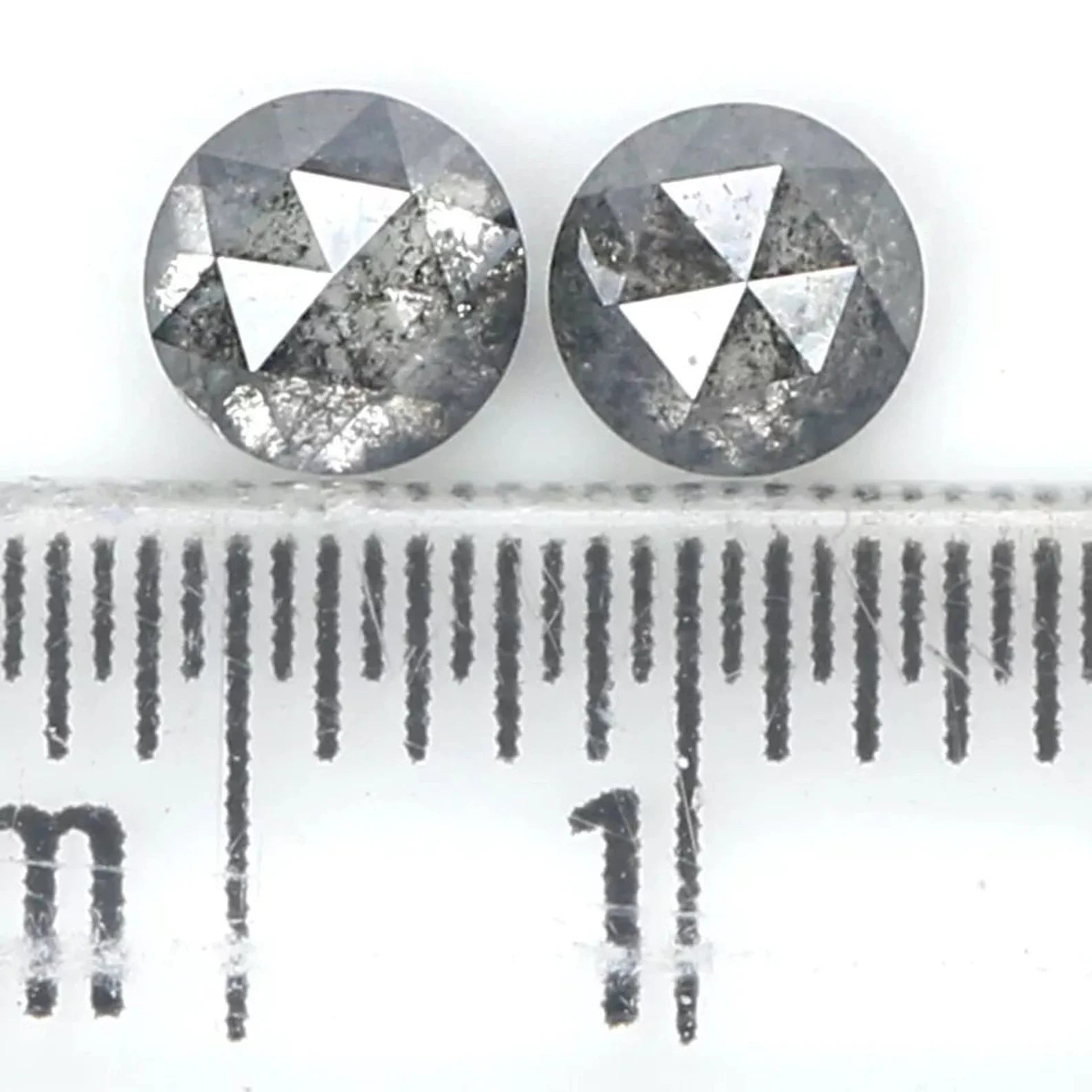 0.78 Ct Natural Loose Round Shape Pair Diamond Salt And Pepper Round Diamond 4.20 MM Natural Black Grey Color Round Rose Cut Diamond QN1791