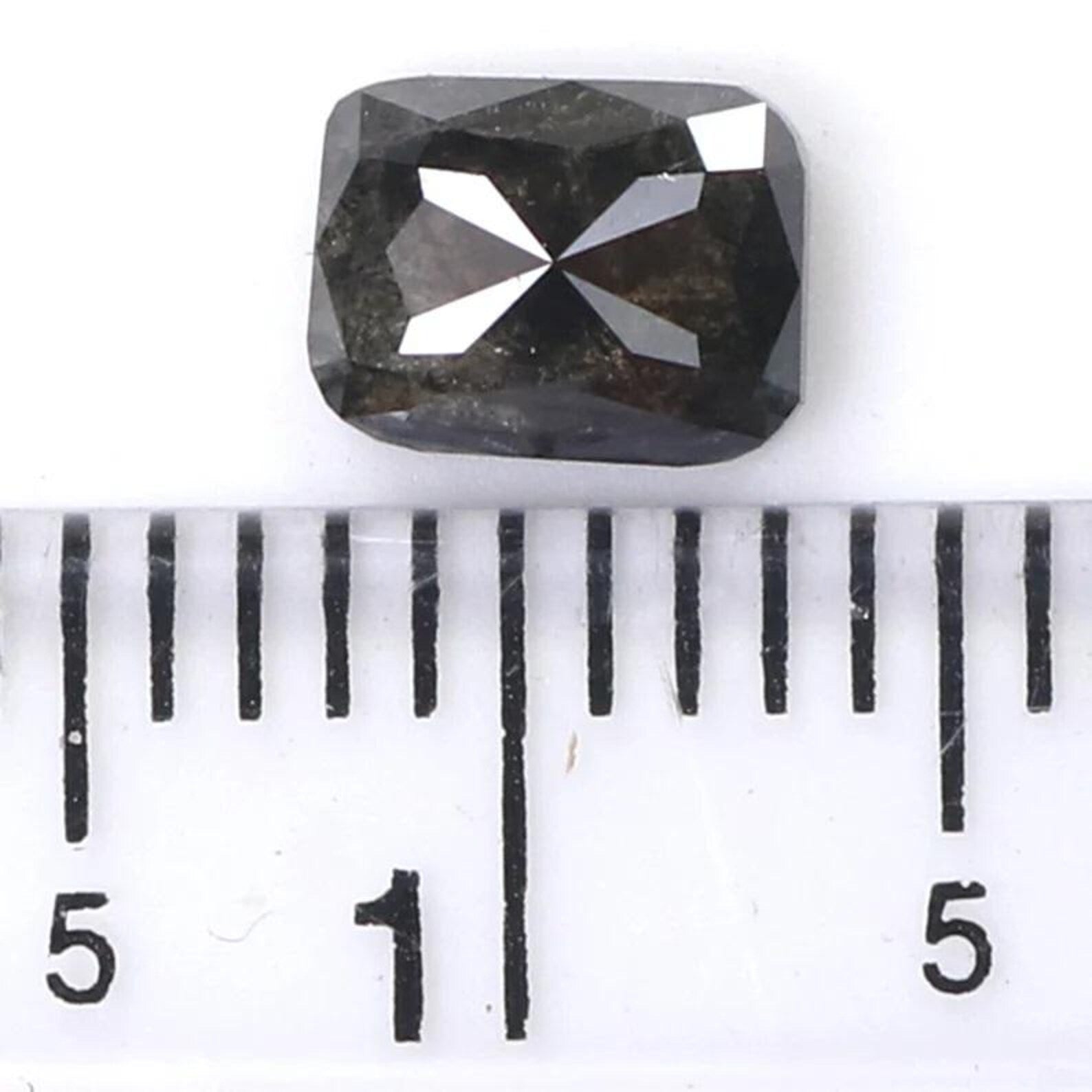 0.73 CT Natural Loose Emerald Shape Diamond Salt And Pepper Emerald Diamond 5.70 MM Natural Black Grey Color Emerald Rose Cut Diamond NQ9125