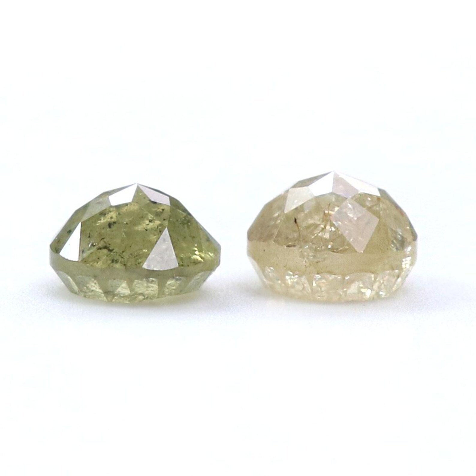 1.26 CT Natural Loose Round Cut Pair Diamond Grey Color Round Shape Diamond 4.75 MM Natural Loose Green Color Round Rose Cut Diamond NQ1965
