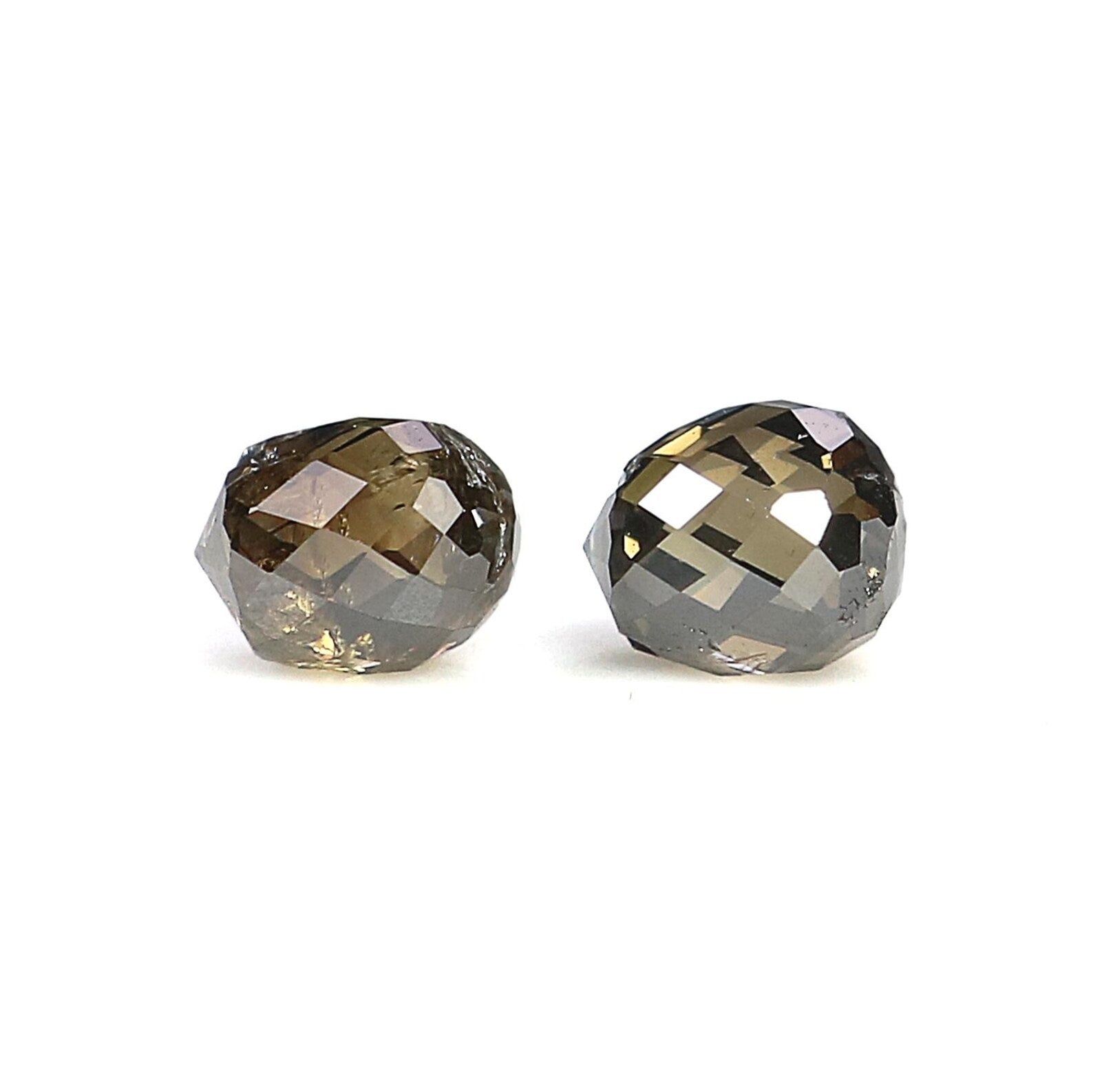 1.06 Ct Natural Loose Briolette Shape Diamond Brown Color Drop Diamond 4.40 MM Natural Loose Black Color Briolette Rose Cut Diamond NQ847