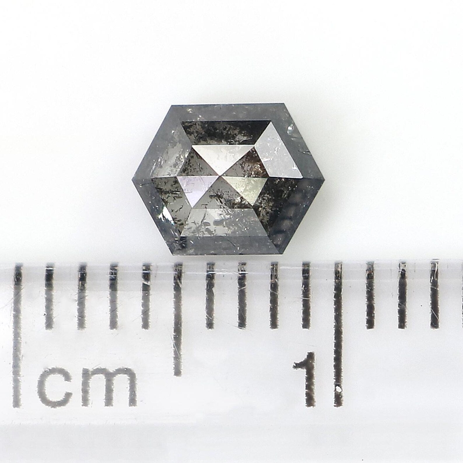 0.69 CT Natural Loose Hexagon Shape Diamond Salt And Pepper Hexagon Cut Diamond 6.00 MM Natural Loose Hexagon Shape Rose Cut Diamond QN849