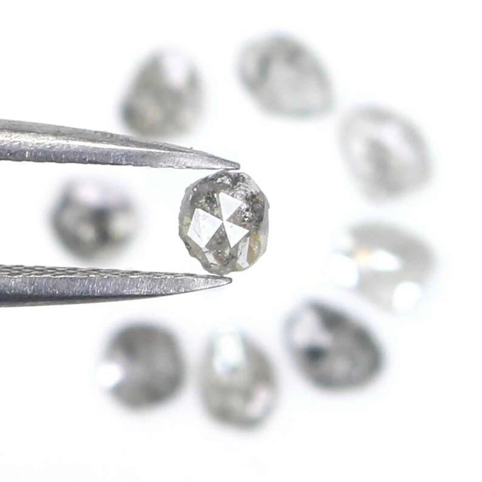 0.97 CT Natural Loose Slice Shape Diamond Salt And Pepper Slice Cut Diamond 4.15 MM Natural Black Grey Color Slice Rose Cut Diamond NQ2133