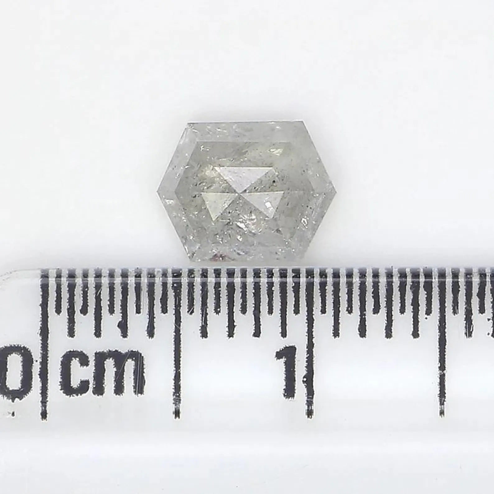 0.86 CT Natural Loose Hexagon Shape Diamond Salt And Pepper Hexagon Cut Diamond 6.85 MM Natural Grey Color Hexagon Rose Cut Diamond NQ836
