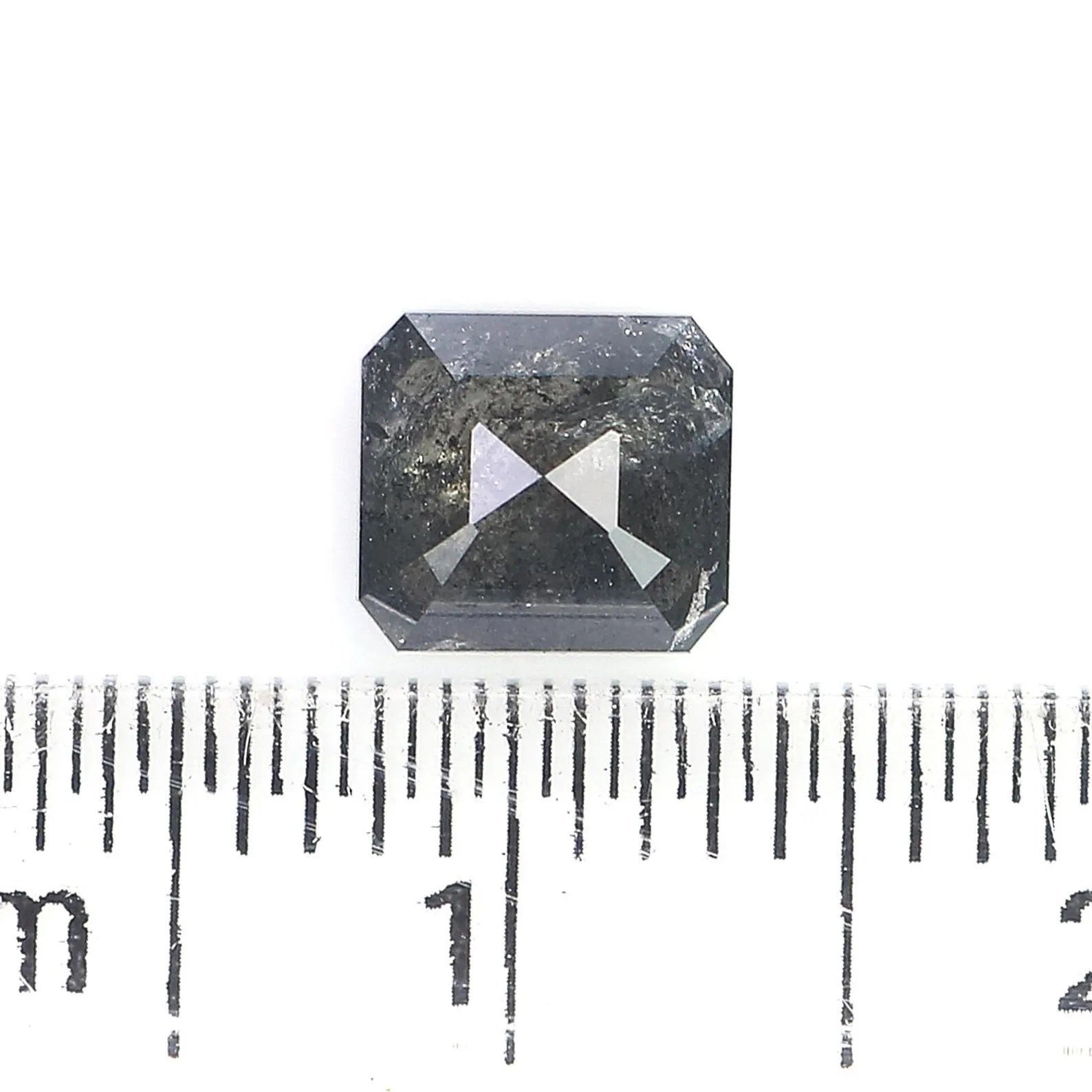 0.71 Ct Natural Loose Emerald Shape Diamond Salt And Pepper Emerald Diamond 5.10 MM Natural Black Grey Color Emerald Rose Cut Diamond QN7662