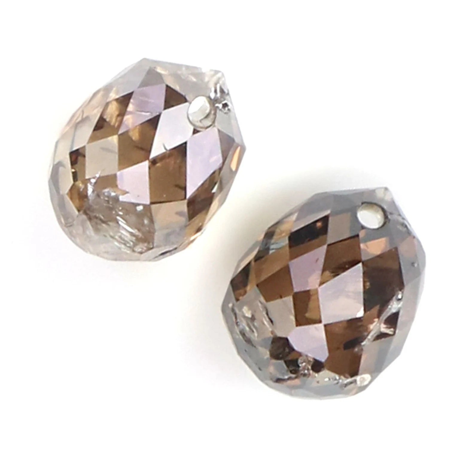 Natural Loose briolette Brown Color Diamond 1.34 CT 4.95 MM Drop Shape Rose Cut Diamond KDN840