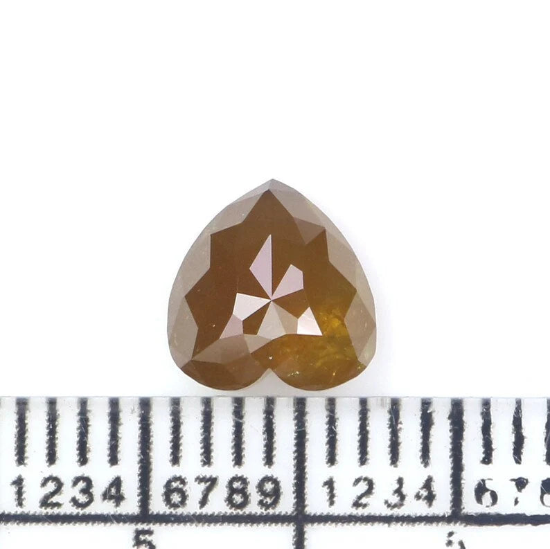 1.27 CT Natural Loose Heart Shape Diamond Yellow Color Heart Cut Diamond 6.90 MM Natural Loose Diamond Heart Shape Rose Cut Diamond NQ2245