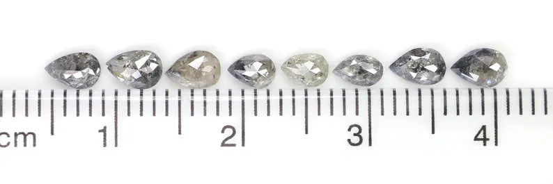 1.23 CT Natural Loose Pear Shape Diamond Salt And Pepper Pear Diamond 3.85 MM Natural Loose Black Gray Color Pear Rose Cut Diamond NQ1894